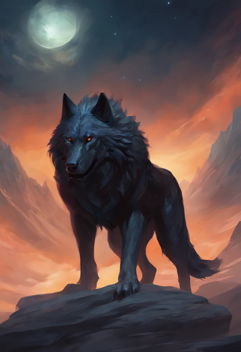 werewolf gigantic black humanoid wolf.