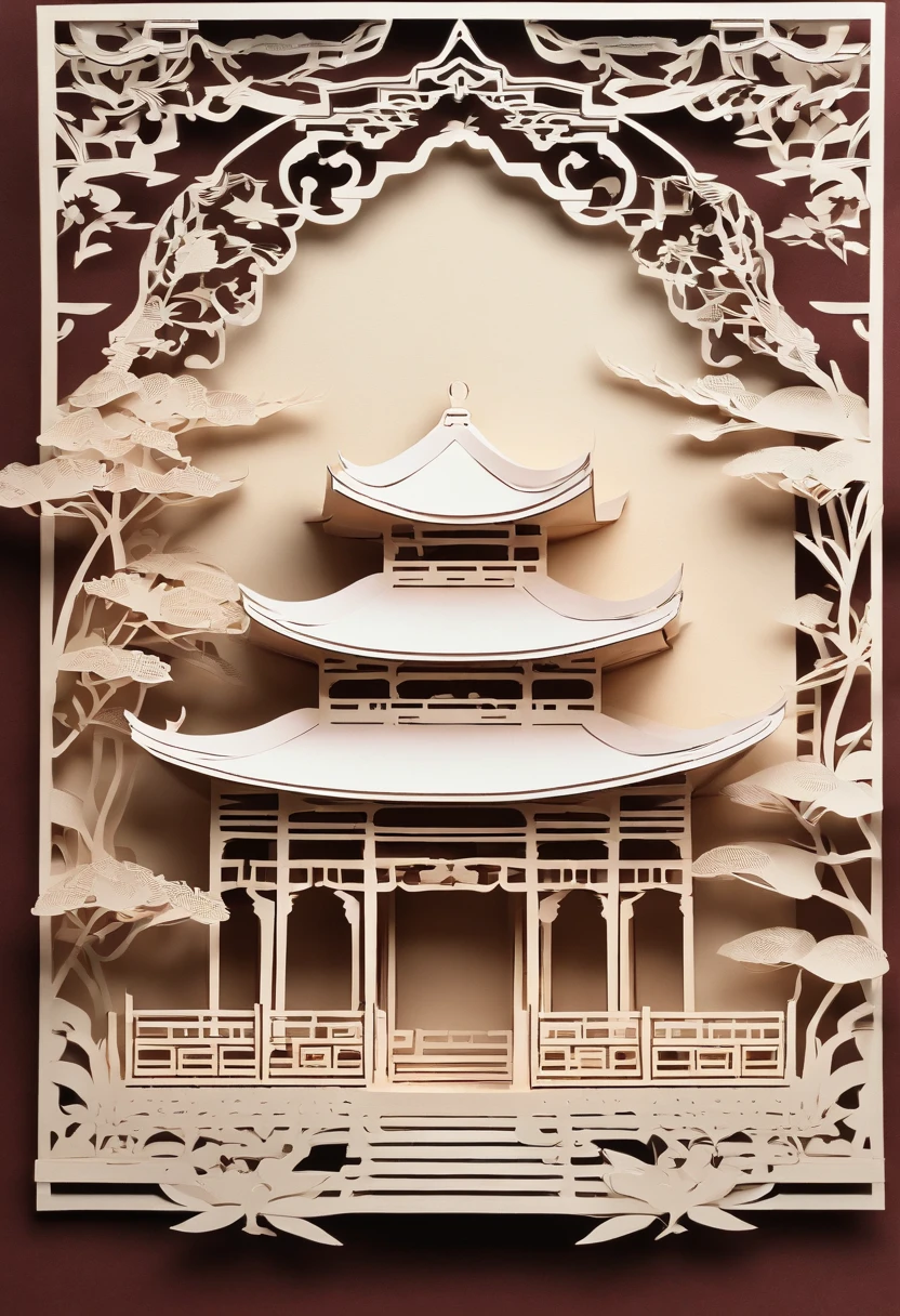 Pavilions,China-style,paper cut out