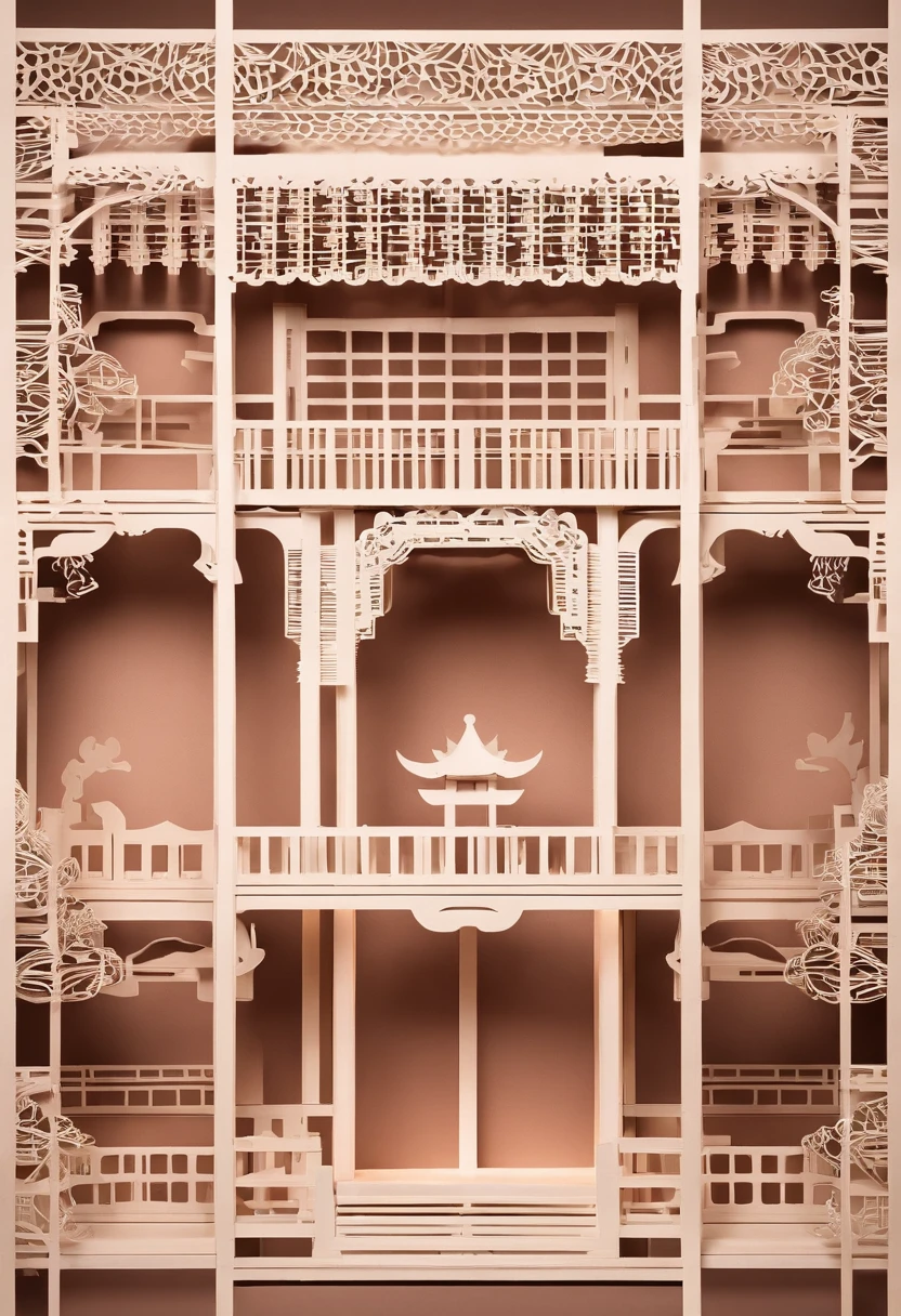 Pavilions,China-style,paper cut out