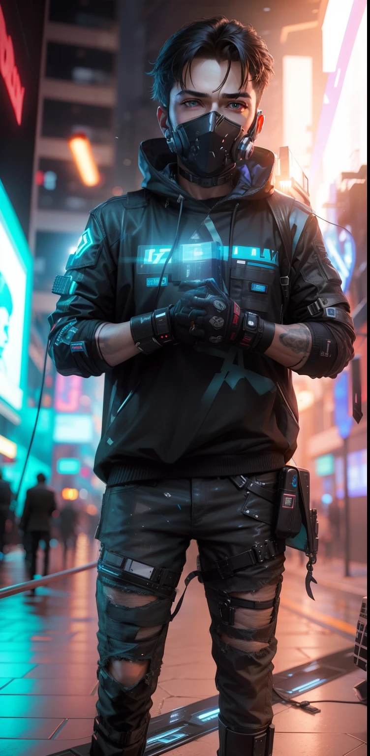 Change background cyberpunk handsome boy, realistic face, 8k, ultra realistic, real man, real face, real life, real body,