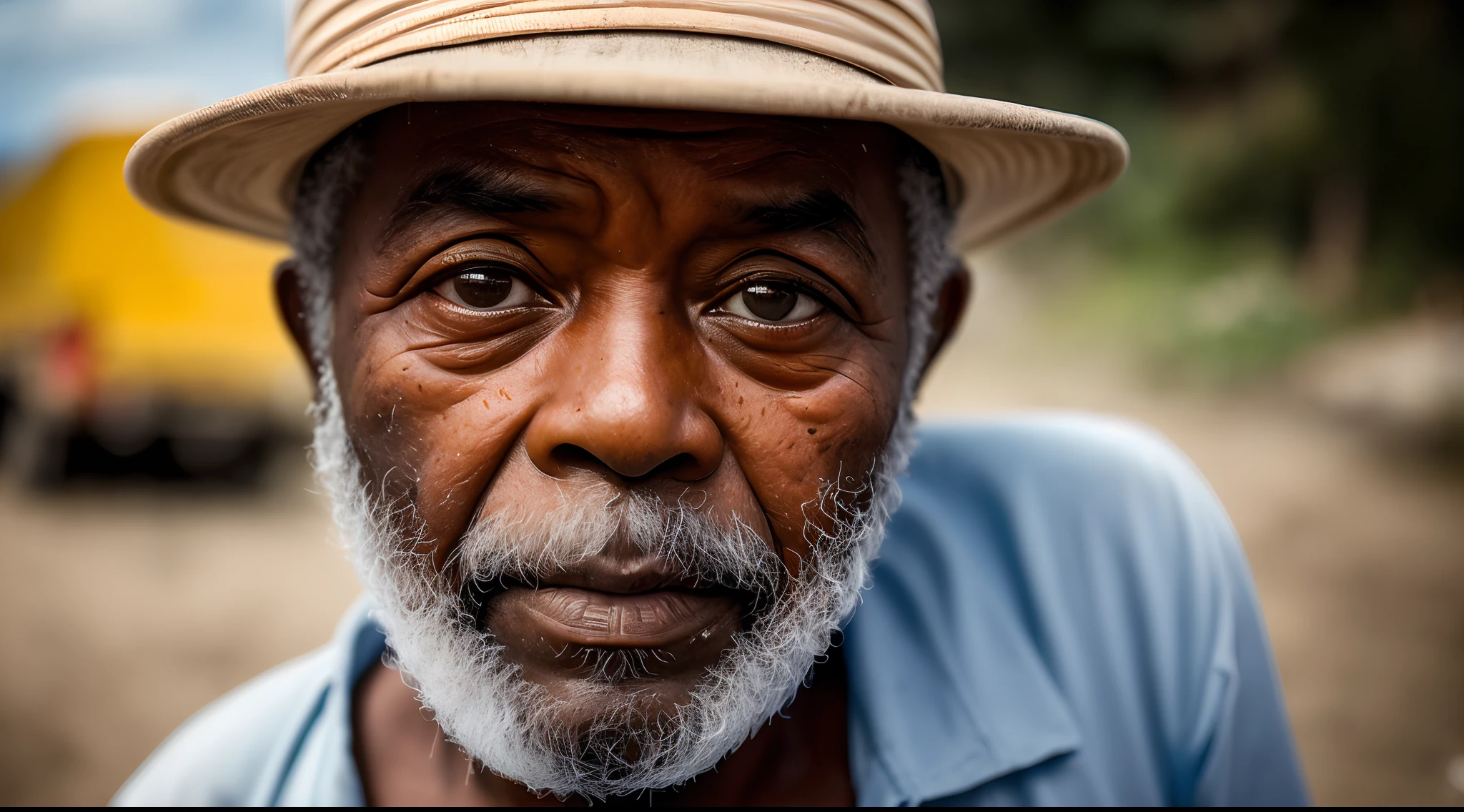 foto de um retrato de pobre trabalhador velho em trapos, ((fadiga esmagadora), rugas da idade, natureza, arenoso, Messy, procurando comida em lixeira, pele altamente detalhada, sem vento, 8k uhd, dslr, soft-lighting, alta qualidade, grain of film, Fujifilm XT3