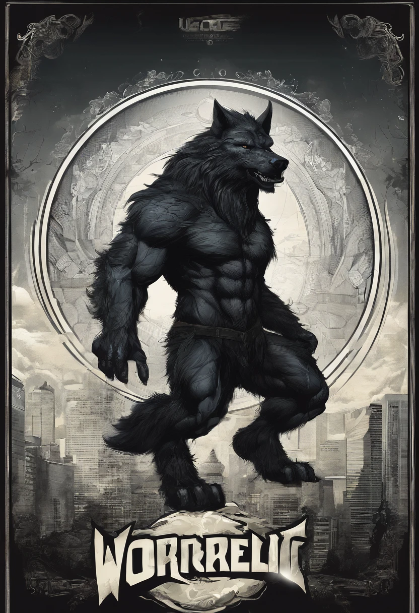 werewolf gigantic black humanoid wolf.