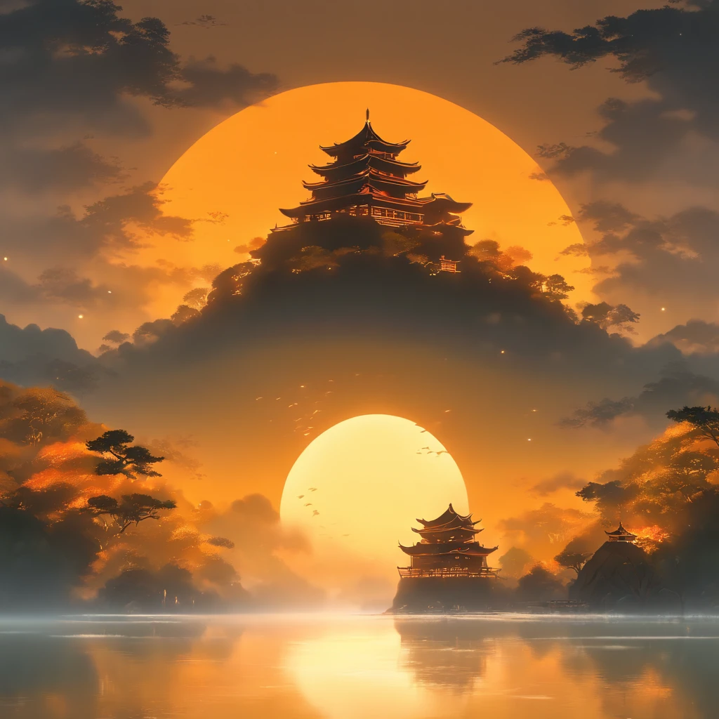 unmanned , outdoors , night , dream ,( dense fog :1.4), circular moon , mountain , river , the golden bough , sky , gold decoration ,
( minimalism :1.4), chinese classical art , yellow long upper shan , movie poster , a minimalist background ,3D, clean screen ,
Best quality , perfect lighting , Masterpiece , Official art ,8k, wallpar
huge filesize , huge file size , super Detailed , oc renderer ,
symmetrical shopping ,