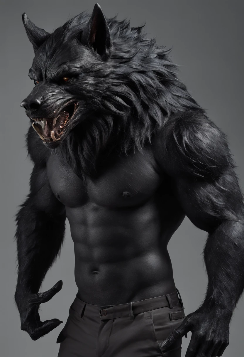 werewolf gigantic black humanoid wolf.