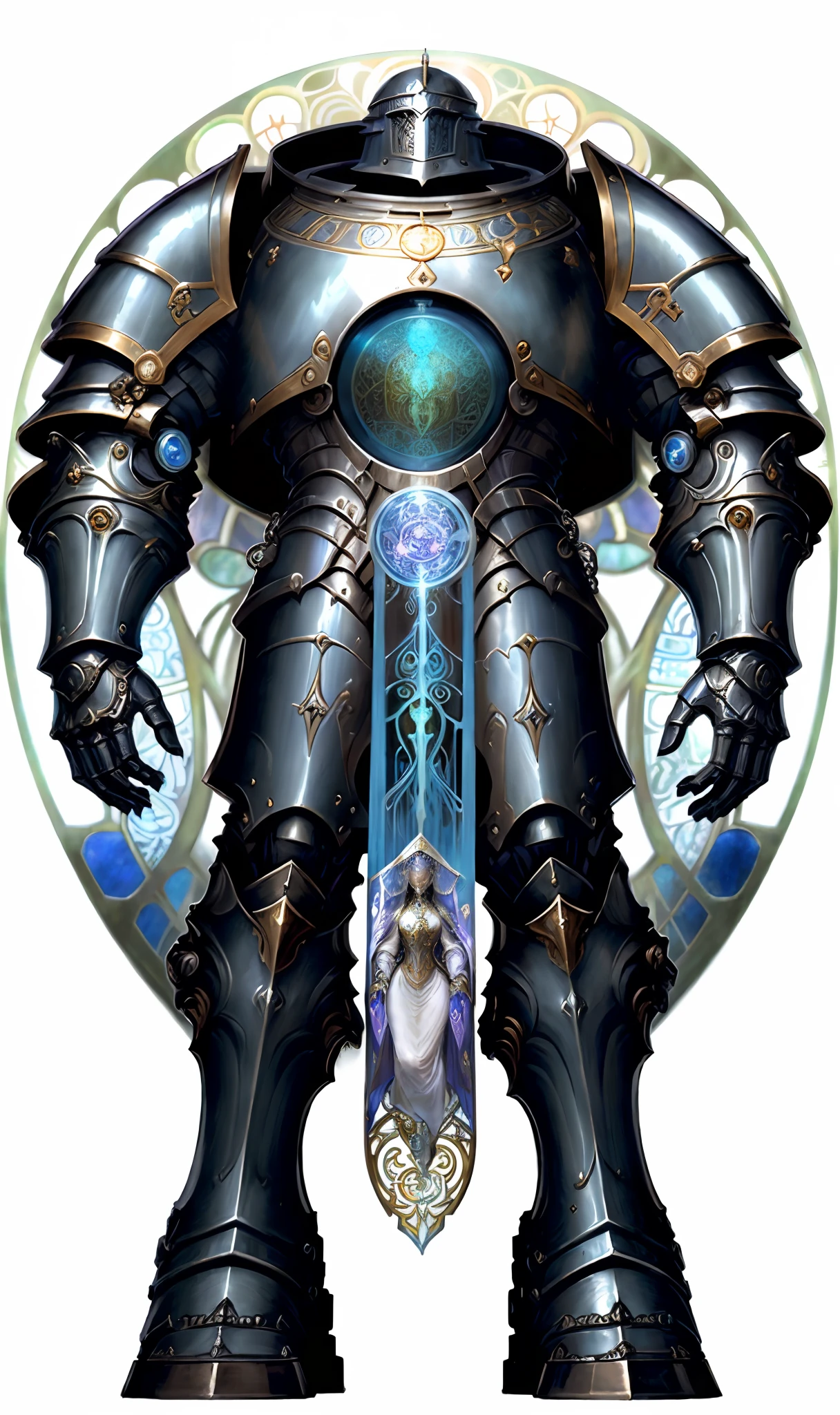 Cleric Warforged, Bulky, medieval robot, Cathedralpunk, cleric medieval robot, ((D&D Warforged: 1.9)), ((Pinnacle_of_protection: 1.9)),( Full body ) character illustration 
of   ( [ an ominous | a gloomy ] ) clockwork  ( paladin )
[ perfectly |  precisely ] centered in the middle of composition
,  ( ( ( Alphonse Mucha's ) nouveau ) concept [ character  design |  art | illustration ] ) 
, perfect pose with ( ( clear and readable tangents )
full of negative space ) 
, perfect ( symmetrical and ( well-proportionate anatomy ) ) 
exquisite ( solid drawing ) volumetry )
enhancing  ( perspective ( depth ) ), (solo: 1.9) (alone: 1.9) (completely_alone: 1.9)