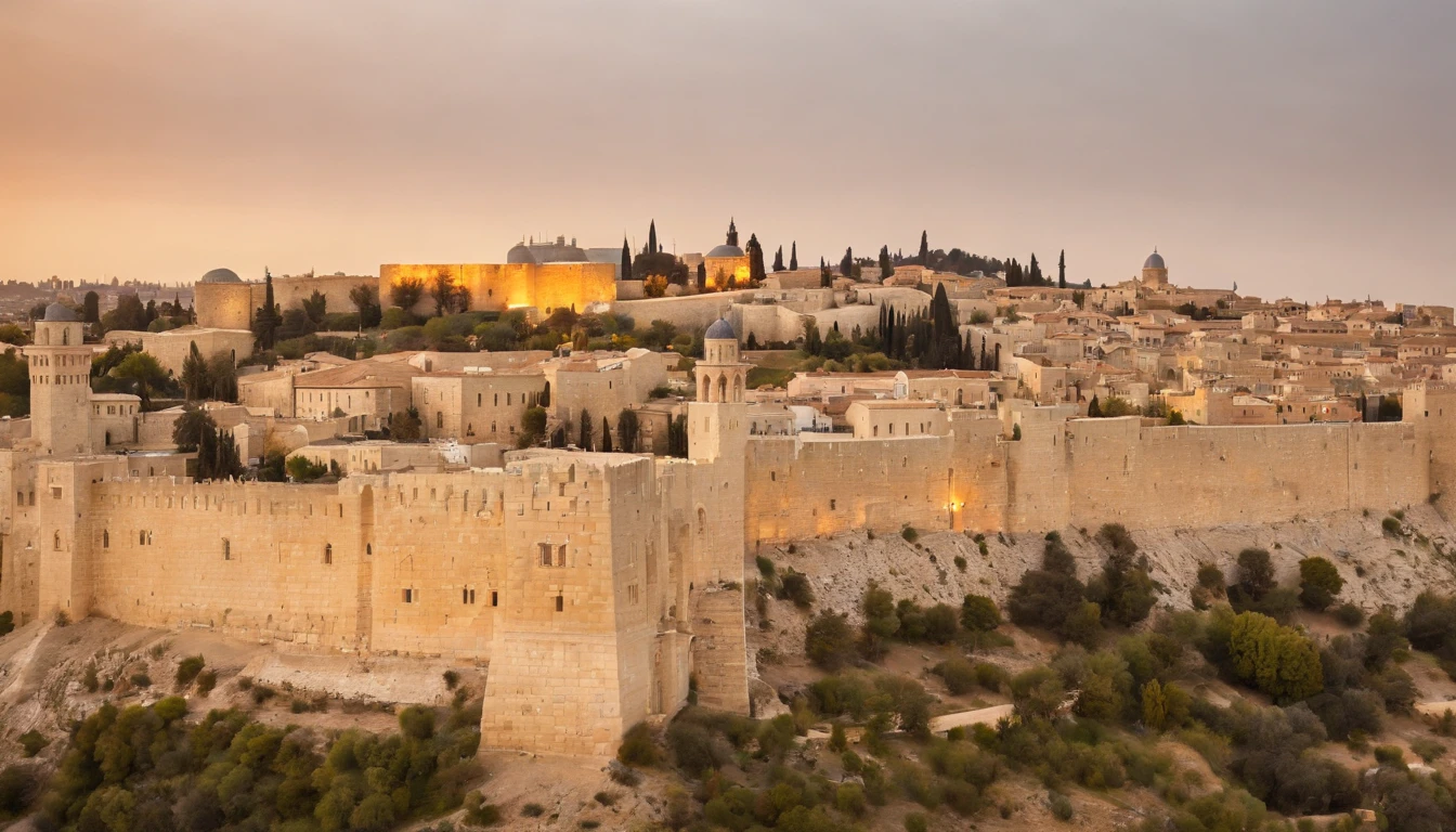 It was a warm, sunny day in Jerusalem, a cidade do grande Rei Davi. As muralhas da cidade brilhavam sob o sol escaldante, as people came and went through the cobblestone streets. Davi, o rei de Israel, reigned in his palace, admiring the panoramic view of the city from the terrace.