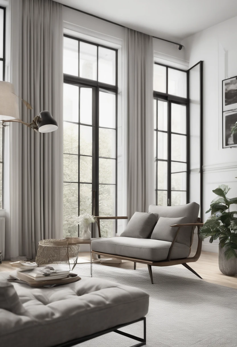 a drawing of a living room with a couch, chair, table and television, monochrome 3 d model, 3d wireframe, ambient occlusion render, interior architecture view, architectural 3 d render, ambient oclusion, professional 3d render, precise architectural rendering, high quality 3 d render, high quality 3d render, an ambient occlusion render