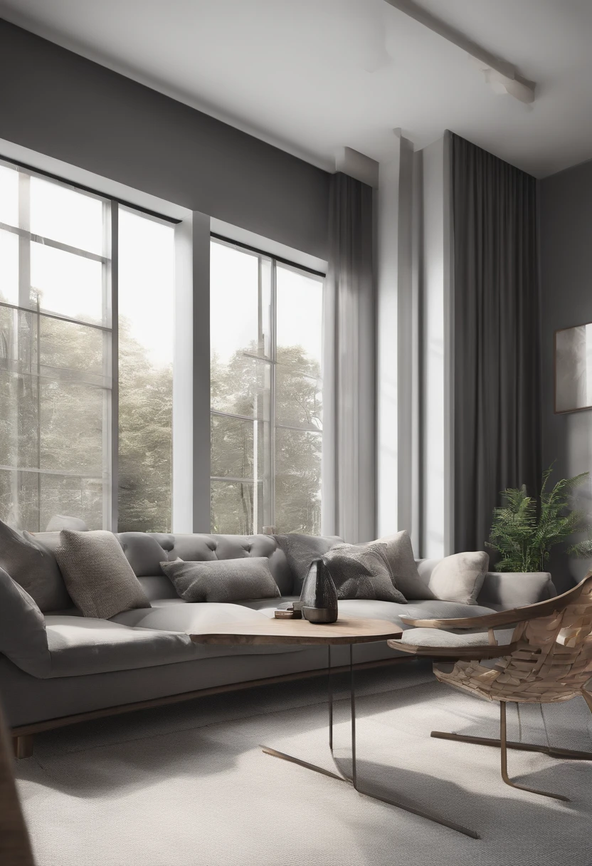 a drawing of a living room with a couch, chair, table and television, monochrome 3 d model, 3d wireframe, ambient occlusion render, interior architecture view, architectural 3 d render, ambient oclusion, professional 3d render, precise architectural rendering, high quality 3 d render, high quality 3d render, an ambient occlusion render