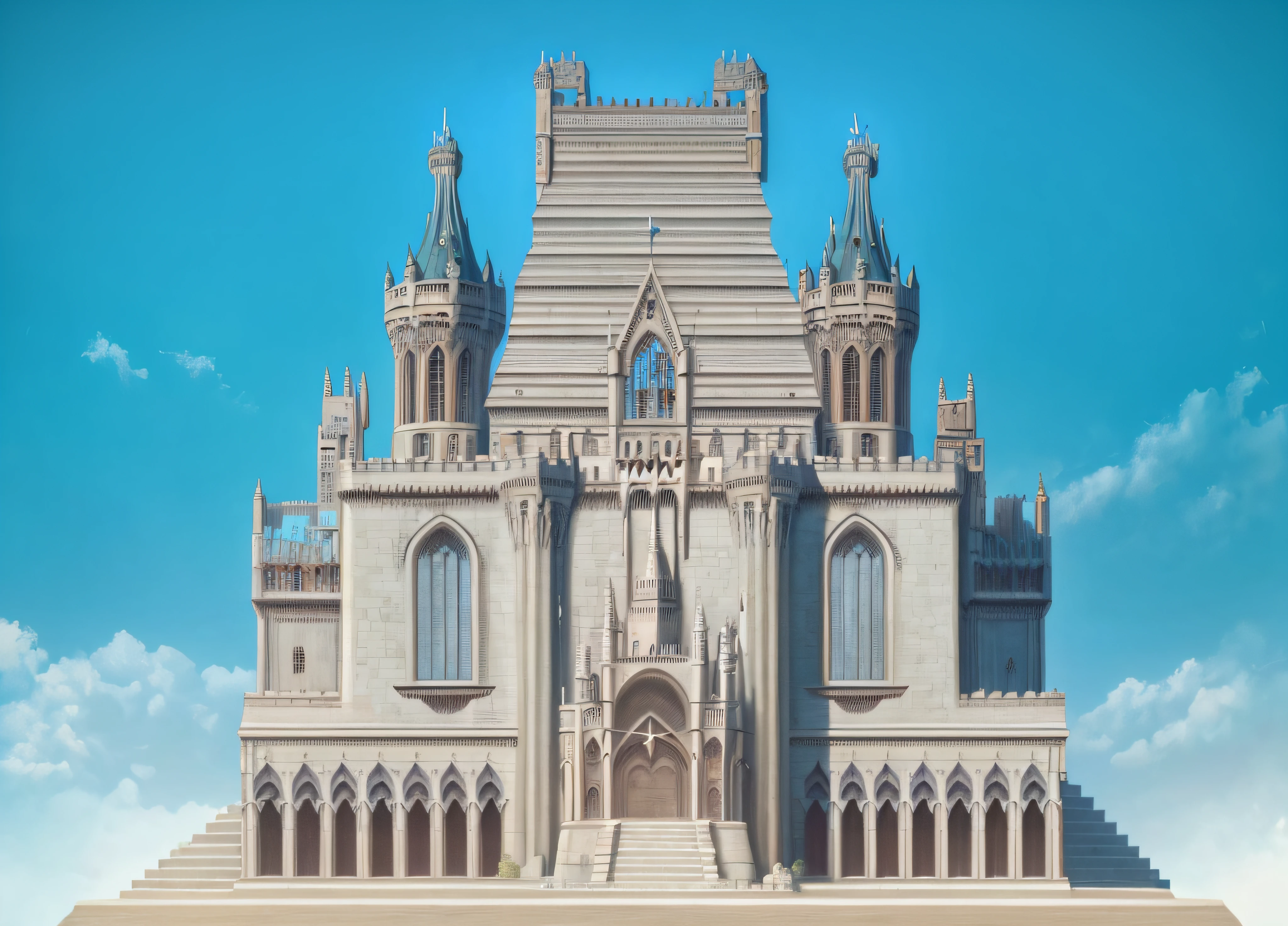 There is a big castle,There are stairs leading to it, Gothic epic library concept, palace background, fantasy building, Castle background, neo-gothic concept, fancy medieval architecture, futuristic palace, futuristic castle, high fantasy castle, very far royal steampunk castle, fantasy architecture, Fantasy castle, luxury castle, epic castle with tall spires, gothic building style, huge castle
