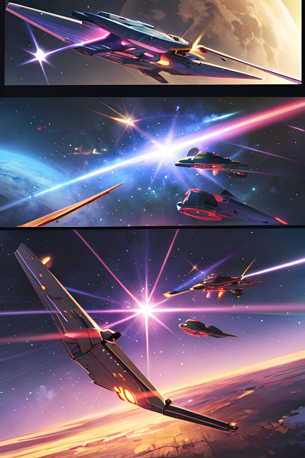 Star Warrior，spaceship，combats，opening fire，blasts