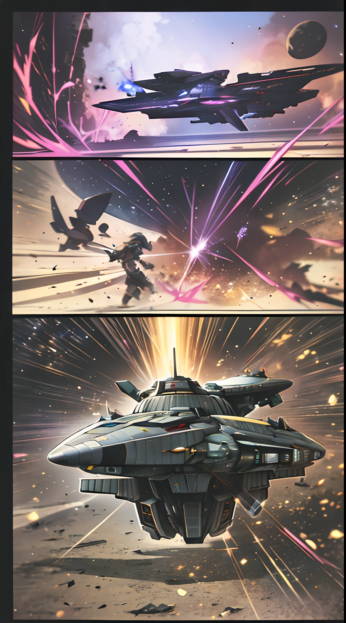 Star Warrior,Spaceship,combats,opening fire,blasts