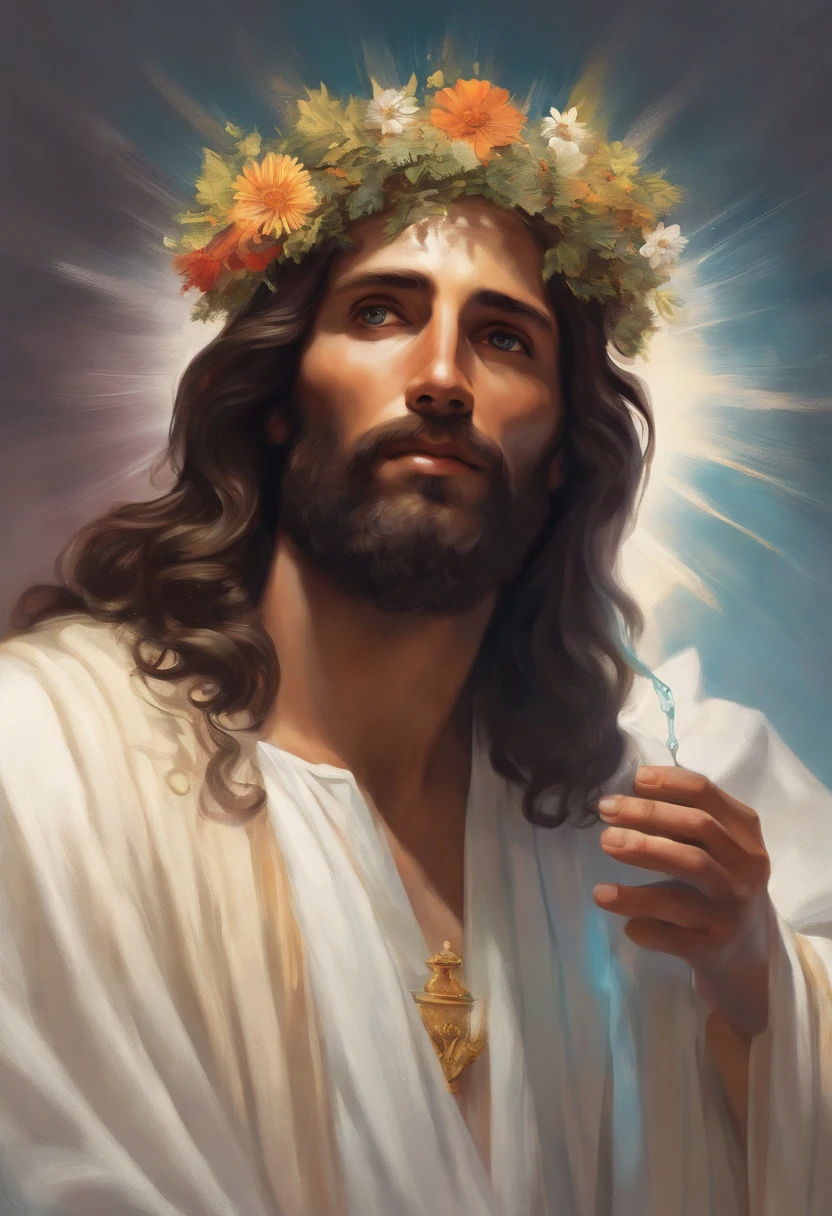 /imagine prompt: Illustration of Jesus with a spray in hand with a white background, em negrito estilo de contorno, bordas irregulares, sombreamento claro --v 5.2