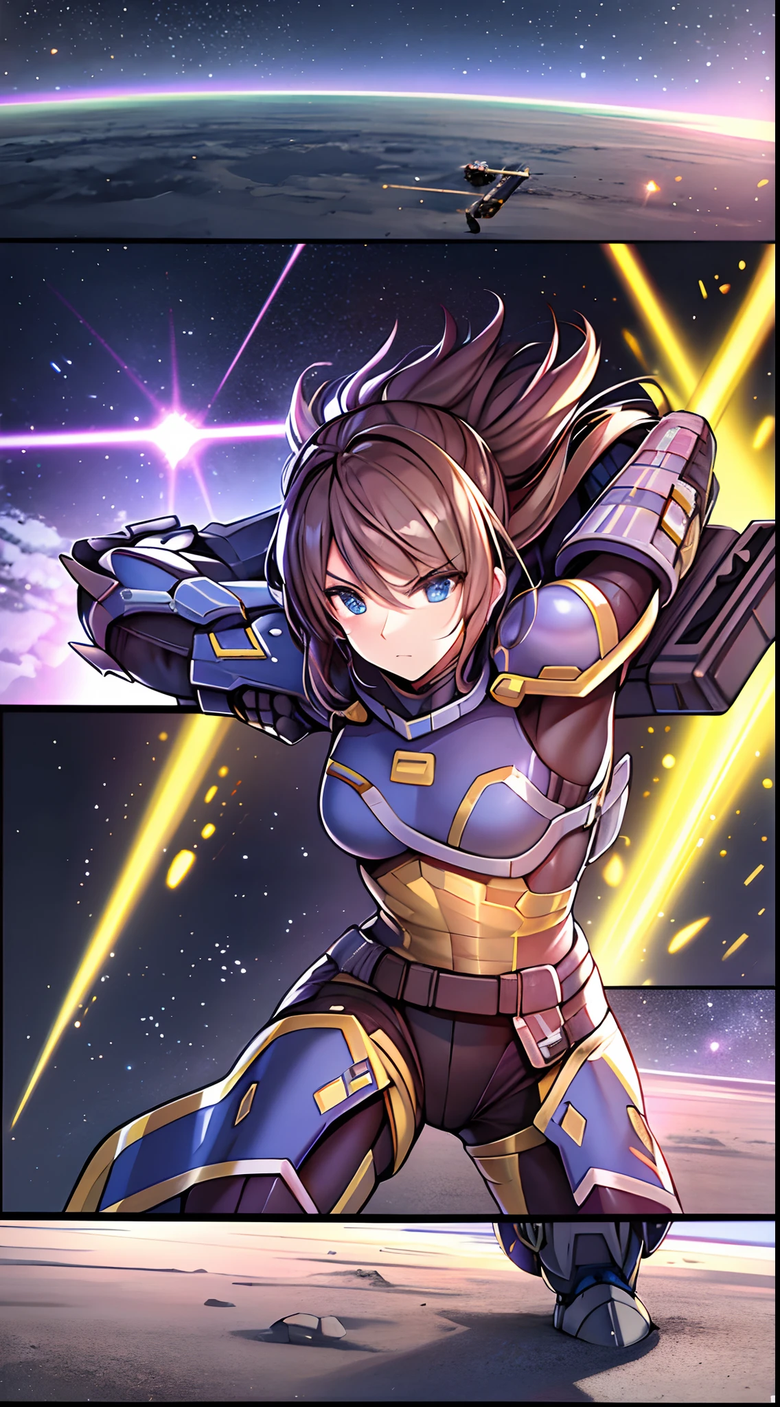 Star Warrior,Spaceship,combats,opening fire,blasts,heavenly body