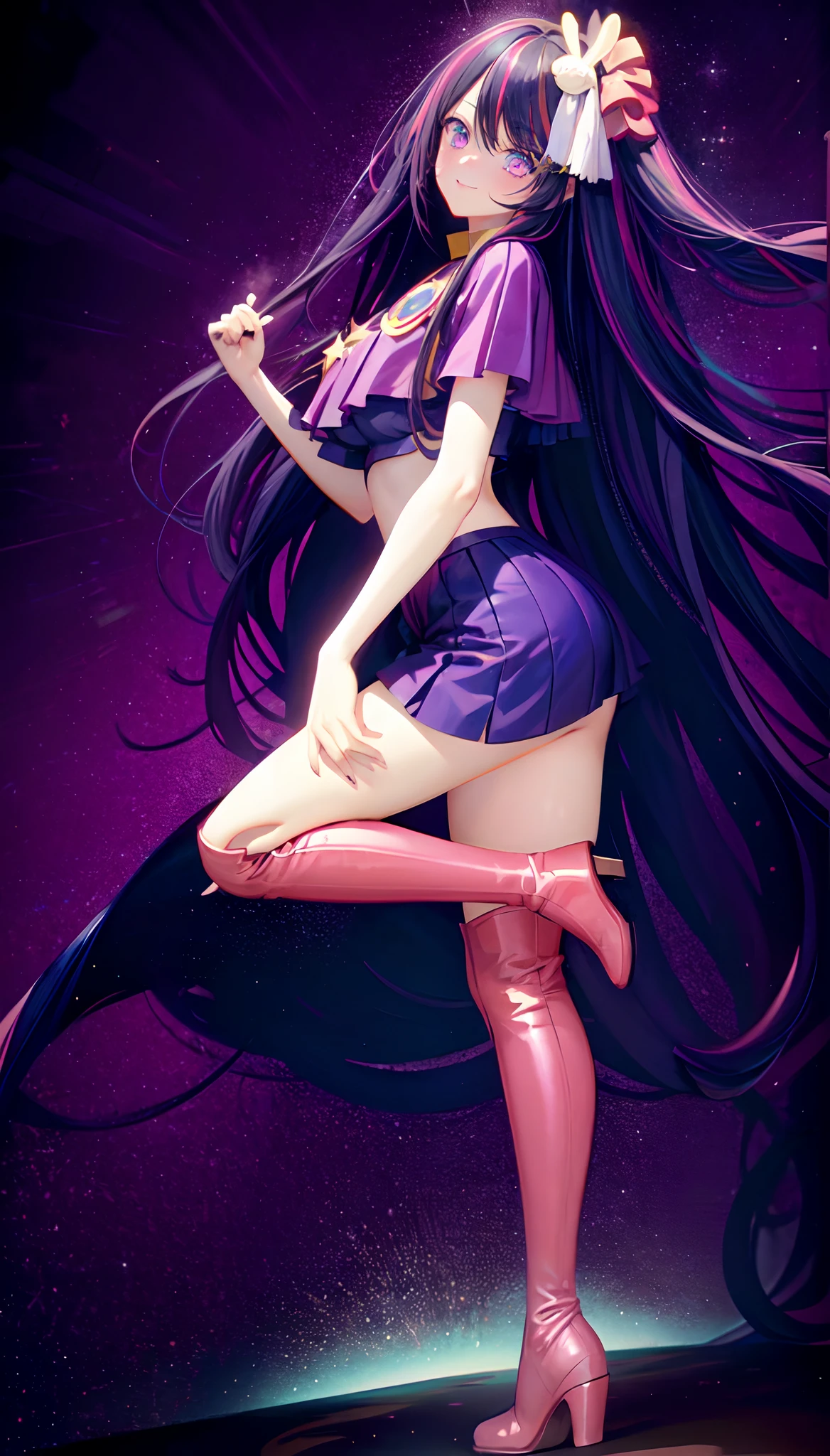 Twilight Sparkle, Twilight Sparkle from the cartoon May Little Pony, Twilight Sparkle in the form of a girl, long hair, voluminous breasts, Purple skirt, angry, Slavic appearance
