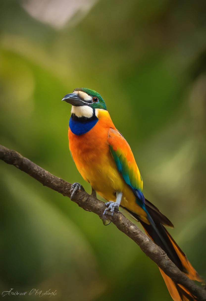 (best quality,4k,8k,alto,master part:1.2),ultra-detalhado,(Realistic,fotorrealista,photo-realistic:1.37),vivid colors,clear lighting,Bird of Paradise, bird, passarinho, Ave, penas coloridas,beleza deslumbrante,muitas cores,detalhes requintados,habitat natural,plumagem colorida,lindamente vibrante,Surprisingly vivid,unique patterns,Artistic portrait,feather patterns that blend perfectly,translucent wings,dinamic poses,movimentos graciosos,flutuando graciosamente pelo ar,folhagem verde exuberante,flores coloridas em flor,scenic background,Atmosfera harmoniosa,ambiente sereno,A charming spectacle,mesmerizing vision,breathtaking images,beleza inspiradora,Obra-prima transcendente,Artistic interpretation of nature.