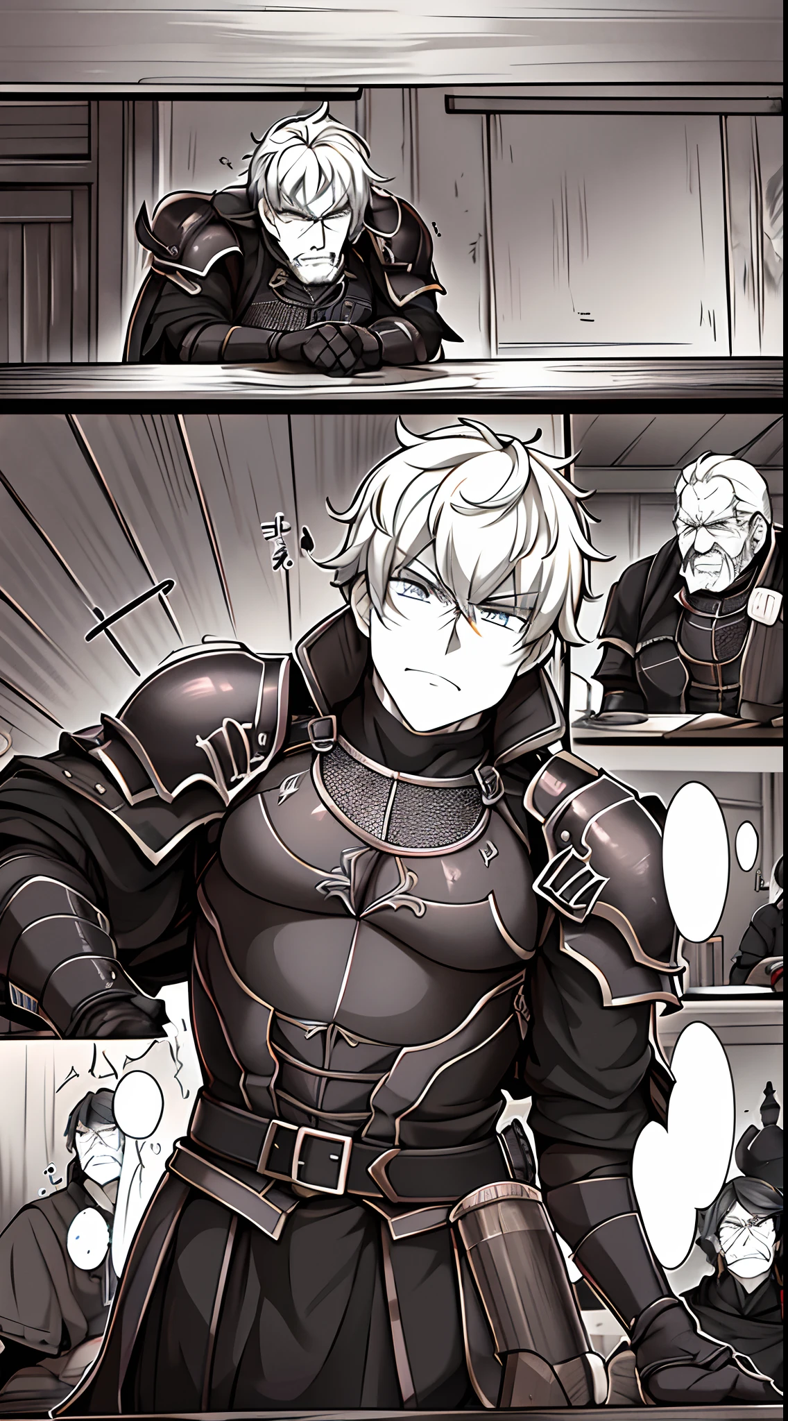 Inside the tavern,Demon Hunter - One in leather armor,A man with a giant sword sat at a wooden table。He looked weather-beaten,But the eyes are resolute。The owner of the tavern - a stocky old man,A glass of wine is being poured for him。