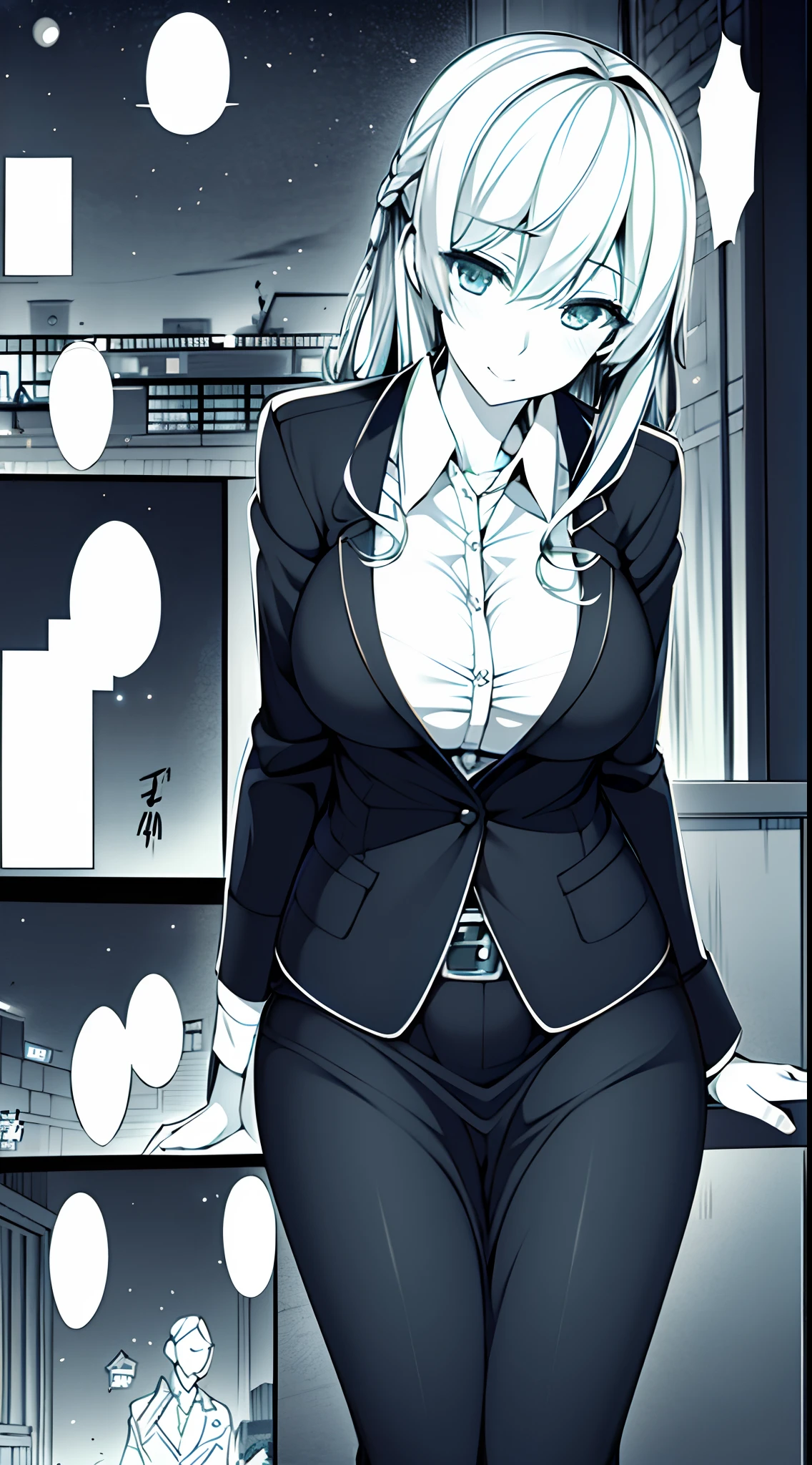 office room，the night，Beautiful female secretary，Overbearing president，kawa，lamplight，sofe