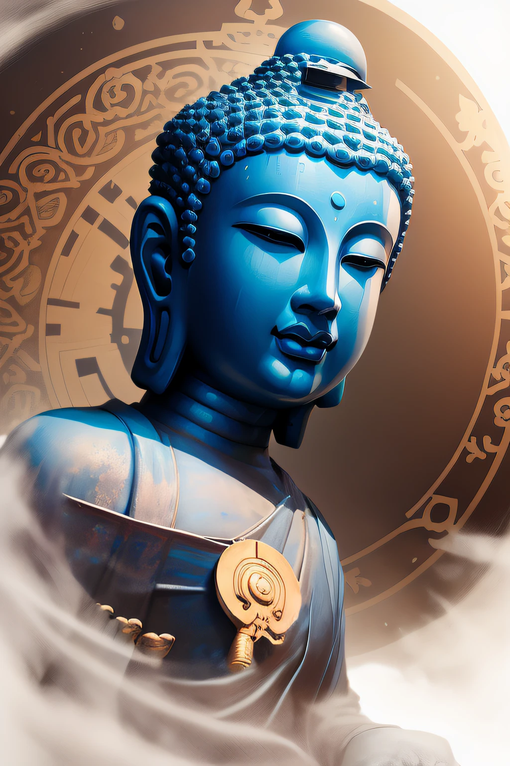 There is a blue Buddha statue, Buddha, the buddha, buddhism, beautiful image