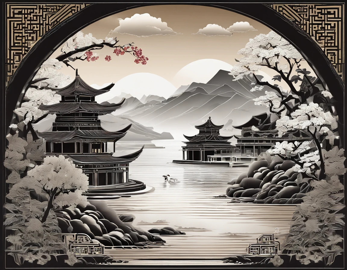 Chinese landscape painting,Skysky,baiyun,rios,Beautiful and exquisite scenic spots