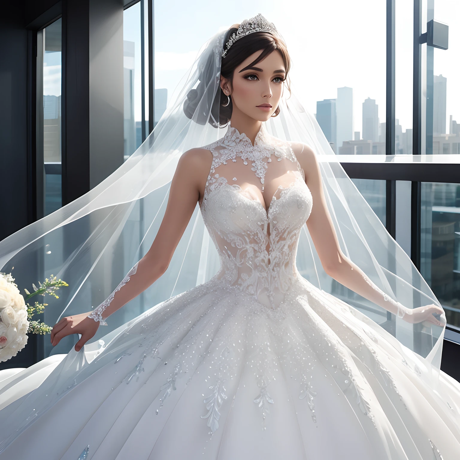 Wedding dress made of glass, Epoxy, Transparent, Liquid, Beautiful, Detailed