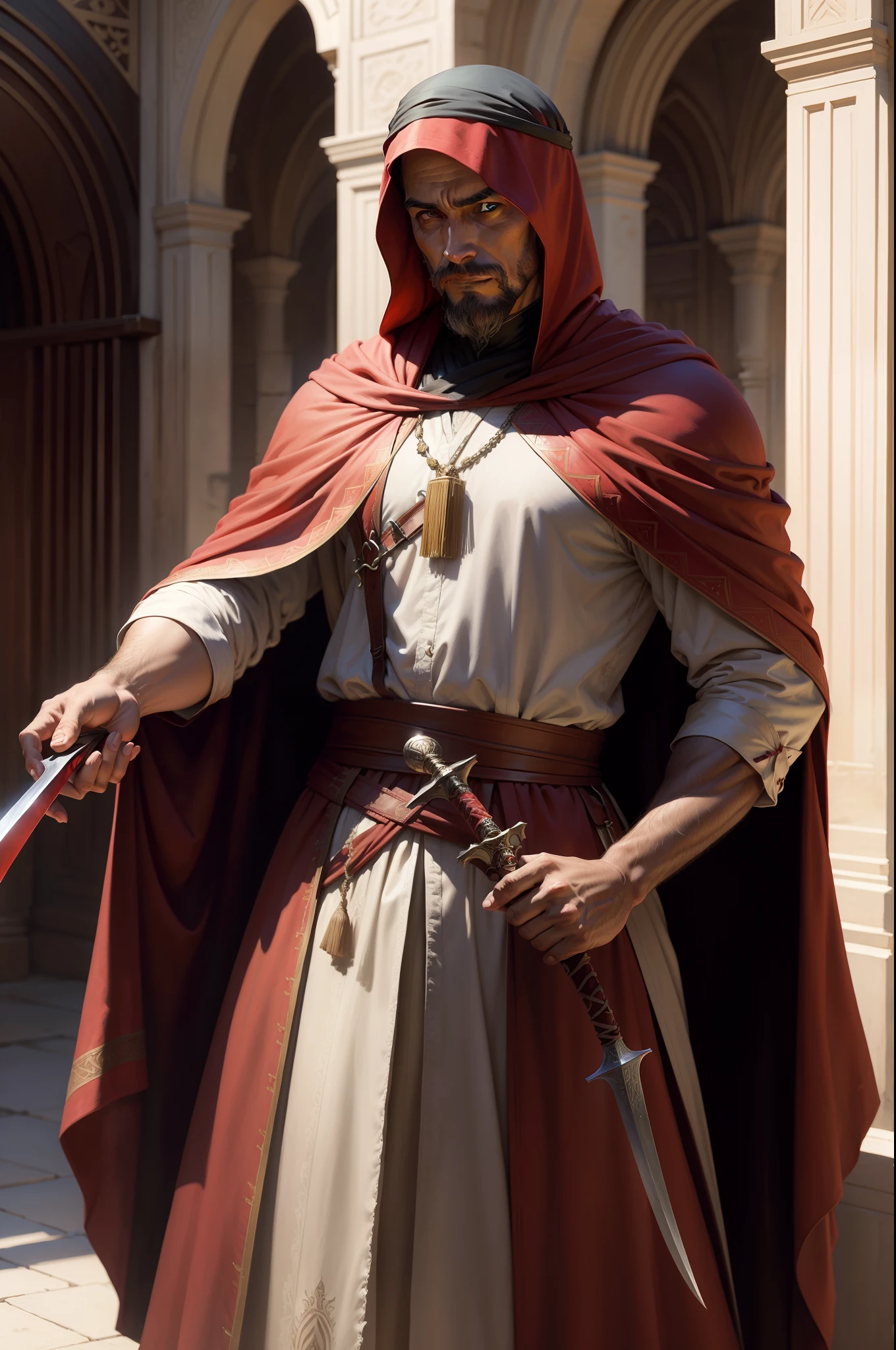 Draw a man in a red robe holding a sword, Georges R. Bridgman, Inventaire des obturateurs, Art, An Arab stood there and watched., Peinture orientaliste, Man with a scythe