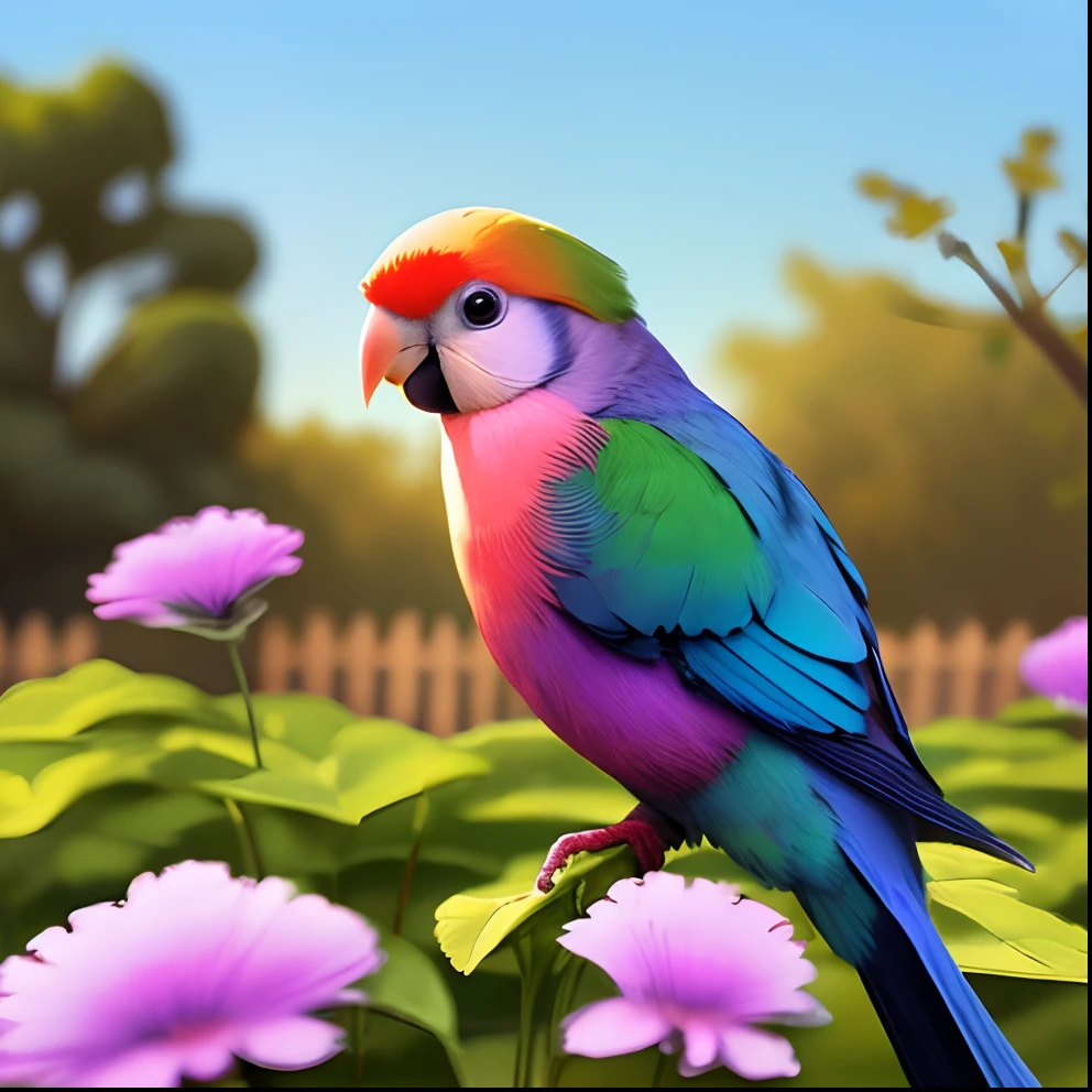 Purple lovebird in the garden