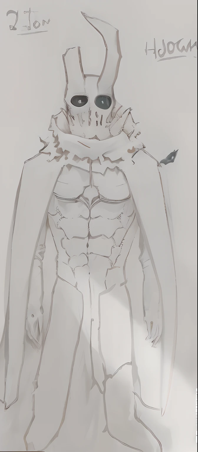 Hollow Creature Bleach, Black Cape, White Skin, White Mask, Red Scarf