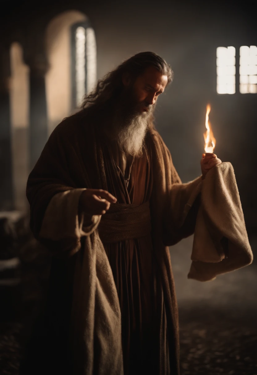 Prophet Elijah with a robe in his hand