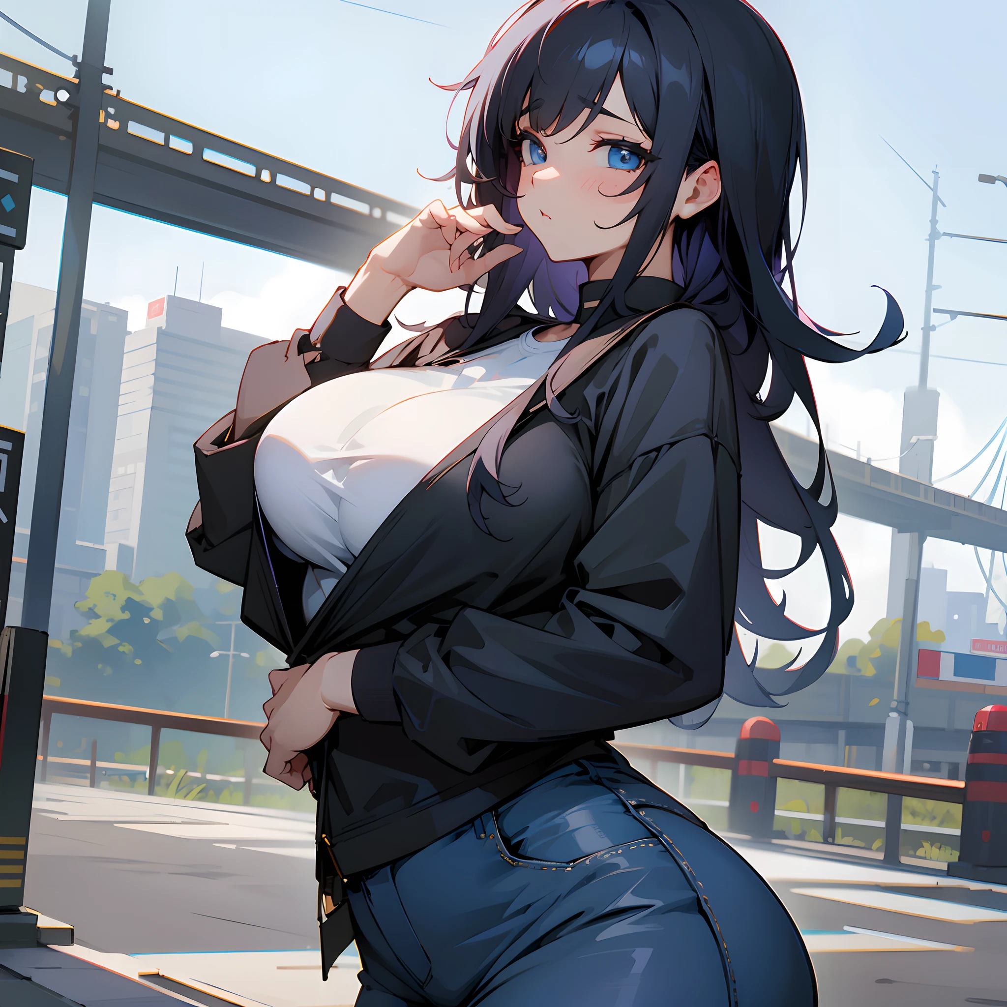 kasumigaokautaha, ((full body)), ((full pose)) utaha kasumigaoka, black hair, hairband, long hair, (red eyes:1.5), masterpiece, best quality, ((sexy body)), ((slim body)), ((perfect body)), highres, kasumigaoka utaha, 1girl, solo, ((squating:1.4)), ((black tank logo:1.4)), ((underboob:1.4)), ((fishnet stockings:1.4)), ((short jeans:1.4)),((black converse shoes:1.4)), medium breasts, blushing, black hair, hairband, red eyes, ((white hairband)), bangs, medium breasts, blushing, ((smug face:1.4)), ((teeth)), cowboy shot, ((looking at viever)), playground background, ((view from down:1.4)),((view from botton:1.4))