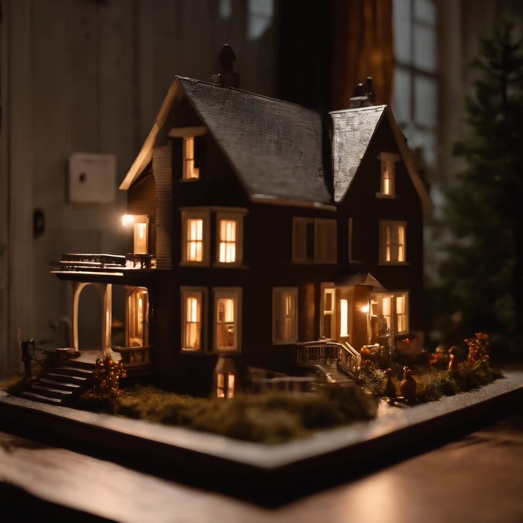 DIORAMA, der Film (Halloween_Michael Myers)Diy_MiniaturHaus, zimmer detailiert,,dunkel,gloomy,Spukhaus,creepy atmosphere,,erschreckend,Scharfes Messer,three-storey mini-house,Miniatur-Zimmer,Tod,Thriller,Geheimnis,gruselige Beleuchtung,Spannender Soundtrack,Horrorfilm-Set,makabre Details