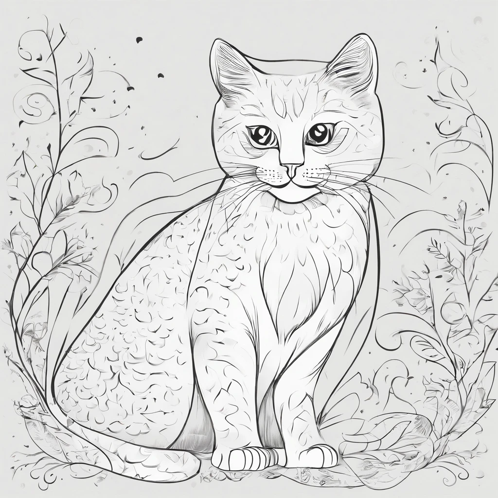 gato,desenho infantil, livro para colorir, perfeito