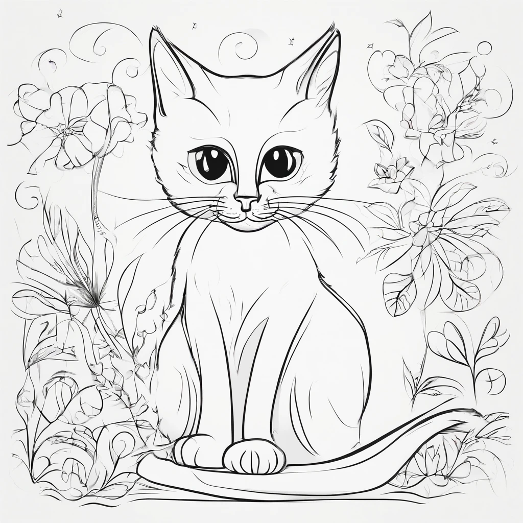 gato,desenho infantil, livro para colorir, perfeito