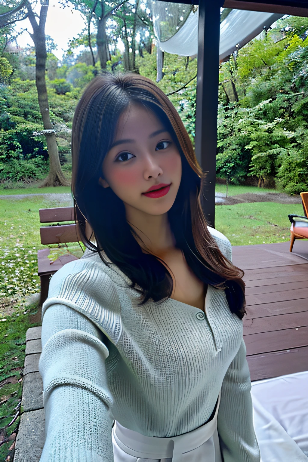 1 mulher((selfie na parte superior do corpo, Feliz)), master part, best quality, ultra-detalhado, sozinho, ao ar livre, (Noite), Montanhas, Natureza, (Estrelas, lua) alegre, Feliz, mochila, Saco de Dormir, camping stove, water bottle, Botas de montanha, Luvas, sweater, kalap, Lanterna, Floresta, Rochas, Rio, Madeira, smoke billowing, Sombras, Contraste, clear sky, analogue style (Olhe para o Visualizador:1.2) (textura da pele) (filmic grain:1.3), (Tonalidade quente, tom quente) :1.2), fechar para cima, Cinematic light, side-lighting, ultra high-resolution, Melhor sombra, .RAW, parte superior do corpo, wearing pullover, Figura graciosa, coquete, Random captivating moves, Facing the camera, imaginativo, Primeiro Amor、Japan person model、young sensual gravure idol、young cute gravure idol、realistic young gravure idol、realistic sensual gravure idol、Young gravure idols、sophisticated gravure idol、Yoshitomo Nara、young skinny gravure idol、Beautiful asian girl always、mulheres bonitas、(Cabelos castanhos escuros)、face hiperdetalhada、Um olhar detalhado、Double eyelidm、fundo desfocado、(4k、Fotos .RAW、qualidade superior、Mestrado:1.2)、(Reallistic、Fotorrealista:1.37)、