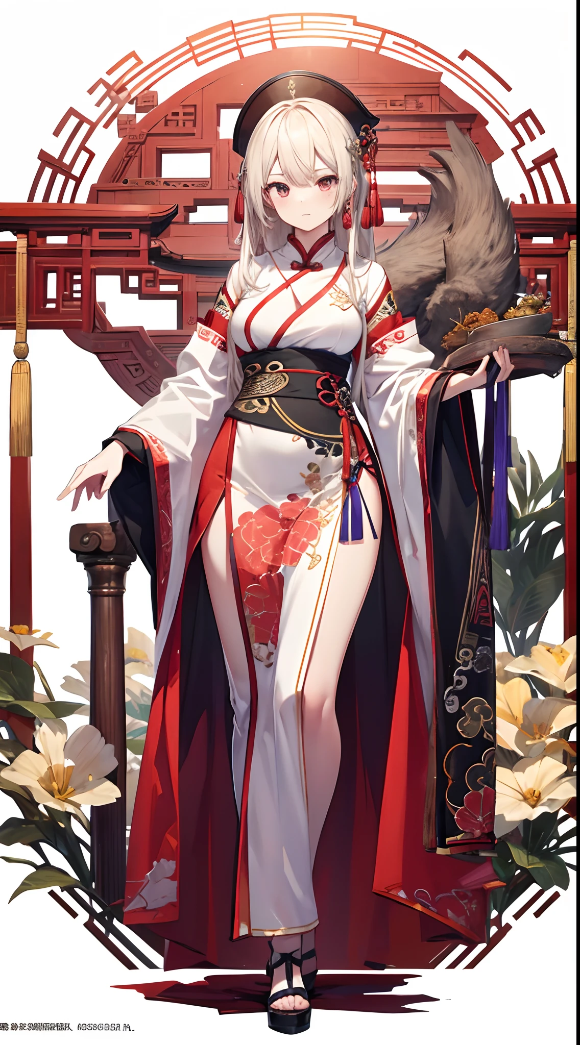 girl with, ancient Chinese costume, Whole body, Sunshine, Clear face, Clean white background, masutepiece, Super Detail, epic composition, Ultra HD, High quality, Extremely detailed, Official art, uniform 8k wallpaper, Super Detail, 32K