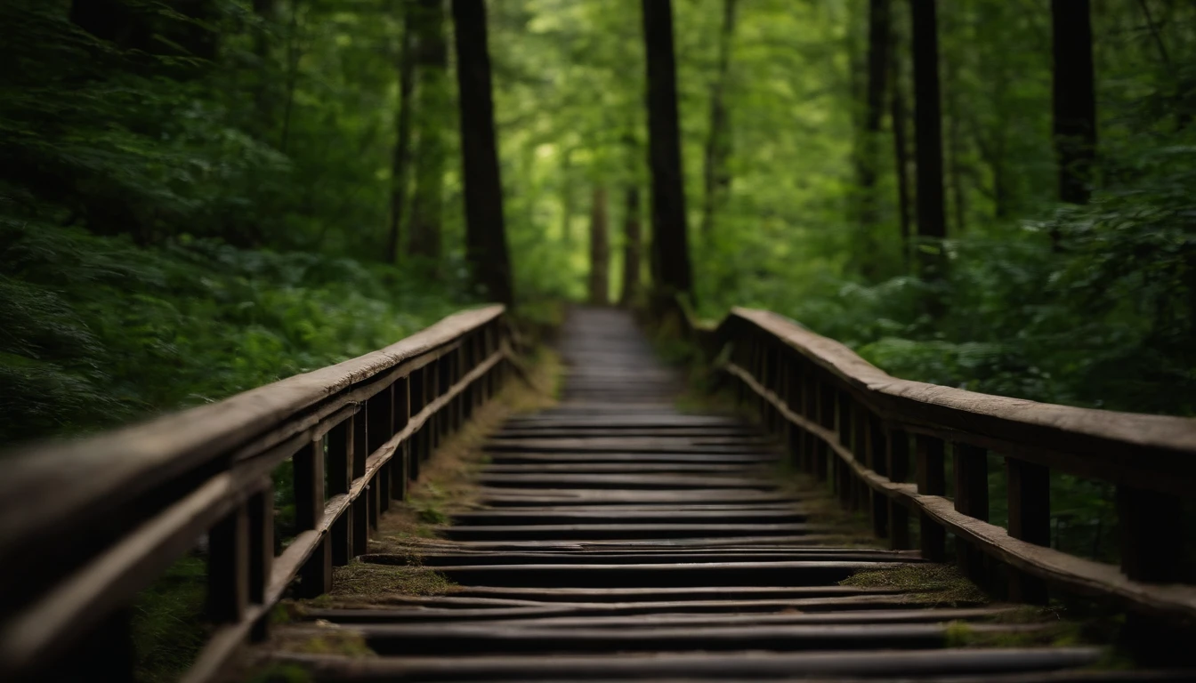 long stairs,Dense forest,bancovered