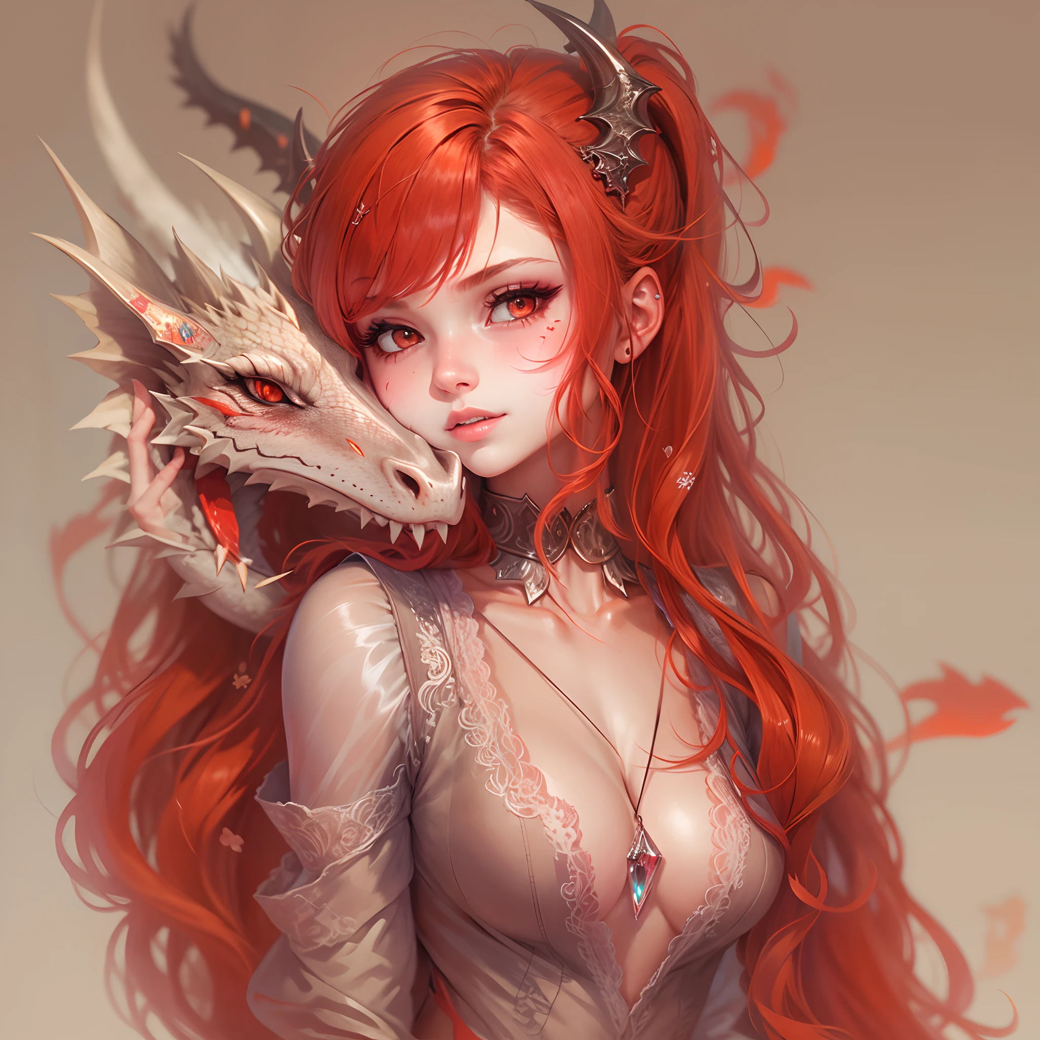 dragon girl,18yr old,is shy,Be red in the face,Crystal eyes,Ruddy lips,,dishiveredhair,Whole body diagram,Detailed tail,