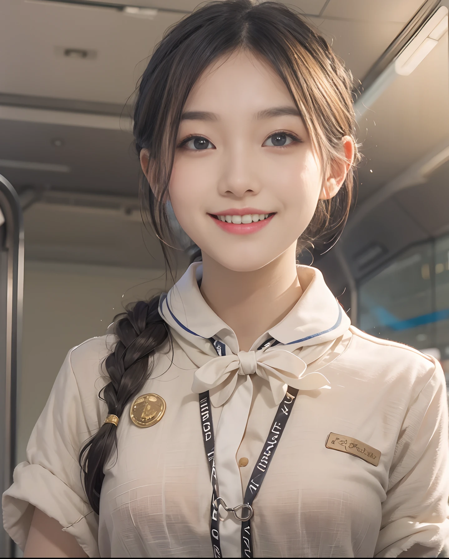 (top-quality、masterpiece:1.2)、Best Quality、realisitic、photoshot、hight resolution、1080p、8K、Textured skin、Physical Rendering、1 Japan Girls、a junior high school student、kawaii、Young Face、Rolled hair、(The bikini:1.and beach、all fours pose:1.5、up of face、full of shyness、smil、Colossal tits