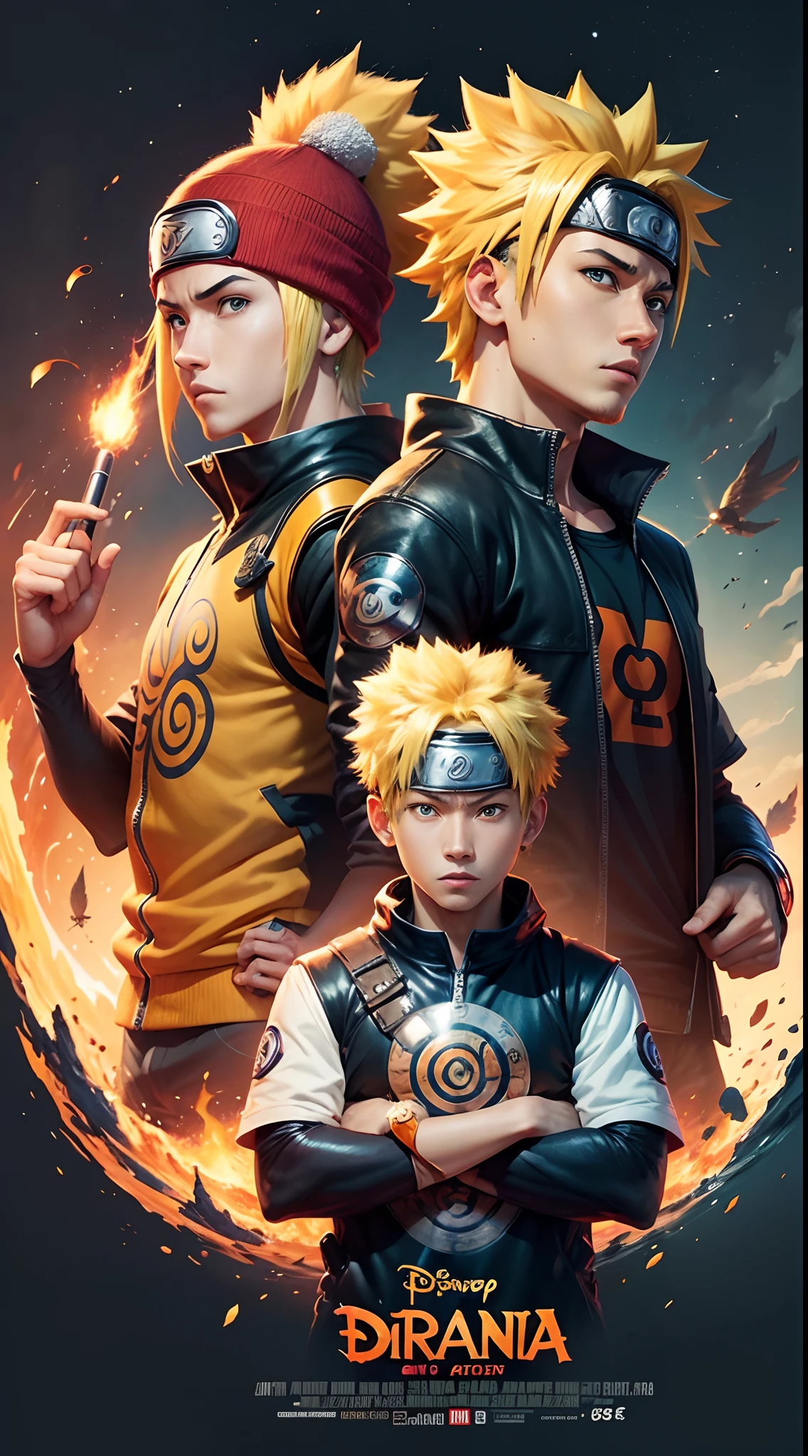 Um poster de um filme da Disney, with the Story of Naruto Uzumaki, um lindo poster