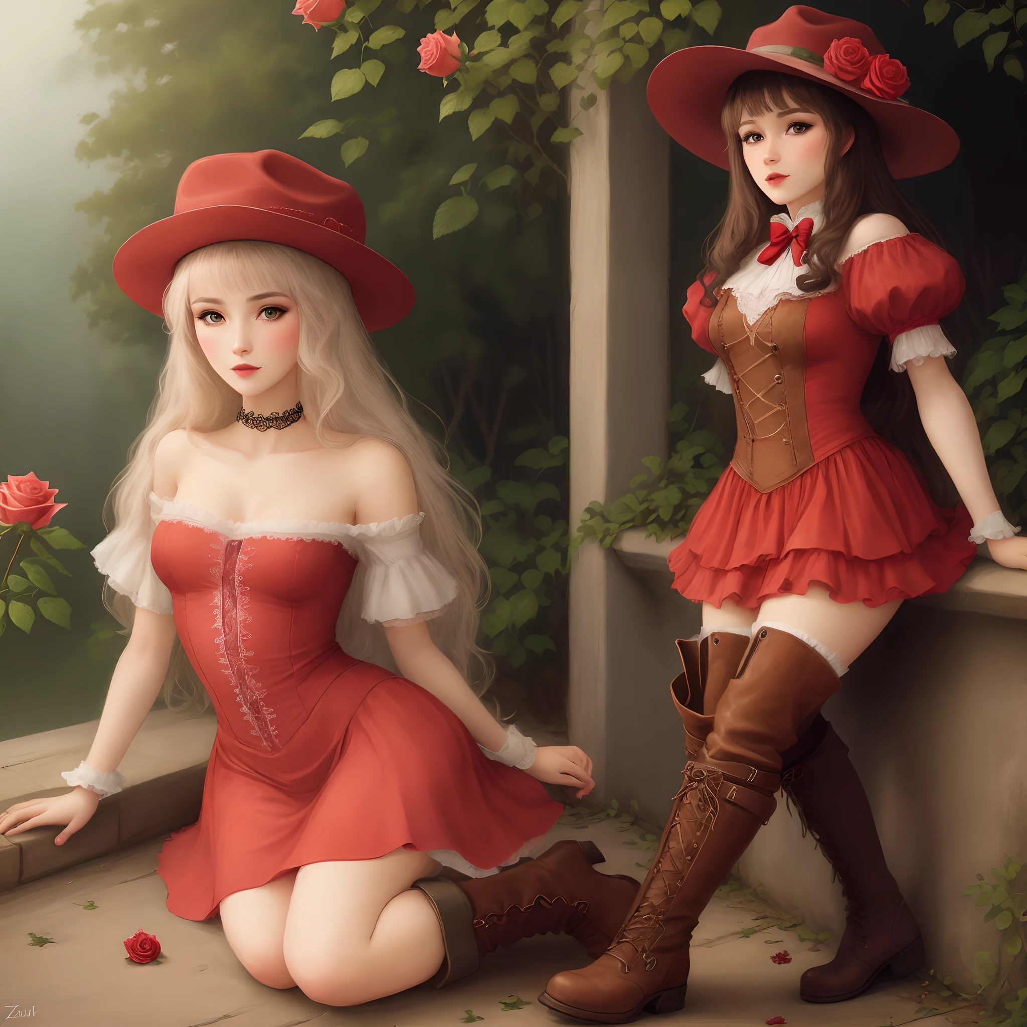 Beautuful Women，kneeling down，Holding male genitalia