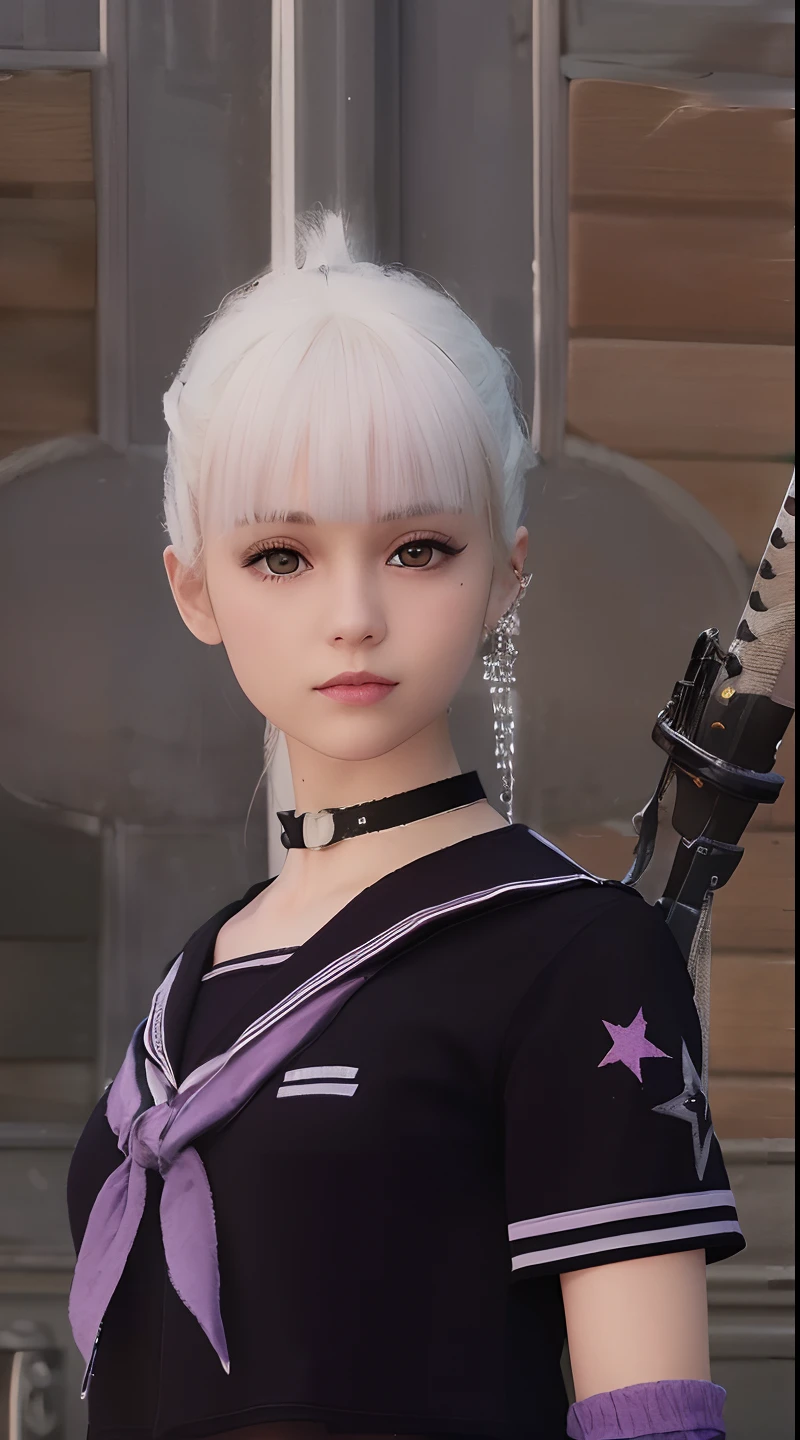 (RAW photo:1.2),(photorealistic:1.4),(masterpiece:1.3),(best quality:1.4),ultra high res, HDR,8k resolution, dreamlike, check commentary,commentary request,scenery,((no text)), solo focus, (full body), (detailed eyes),(detailed facial features), (detailed clothes features), skin tight, (shiny skin),(slender girl),(slim girl), (1girl,solo),VirtualGirl-Rin, happy, smile, (small breasts), bangs, bob hair, short hair, brown hair, brown eyes, black choker, university student, schoolgirl, white high school sportswear,red sports shorts,sneakers,