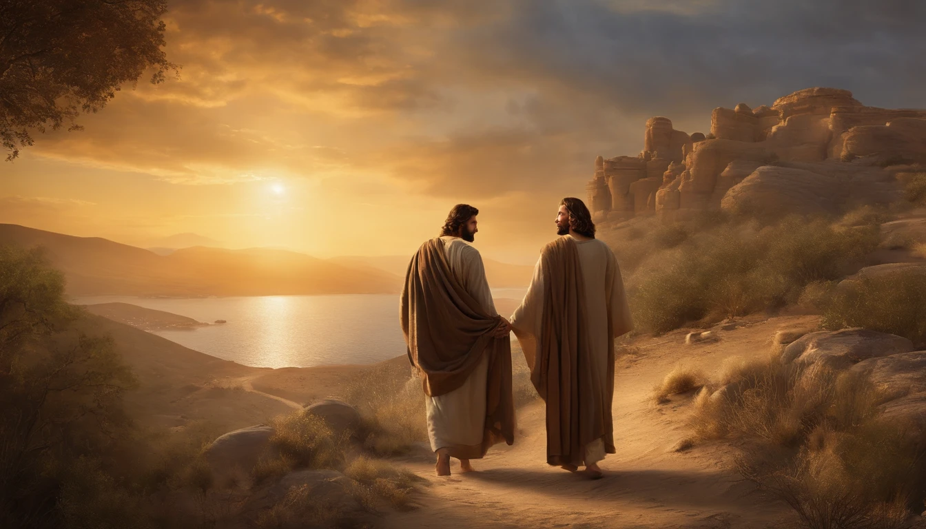 Generate an incredibly lifelike image of Jesus Christ in a serene setting with a loving and comforting expression, with dimensions set to 1280x720 pixels. Capture intricate details, including his surroundings suffused with soft, golden sunlight, while rendering his countenance with a profoundly affectionate and reassuring demeanor that evokes a deep sense of compassion and solace