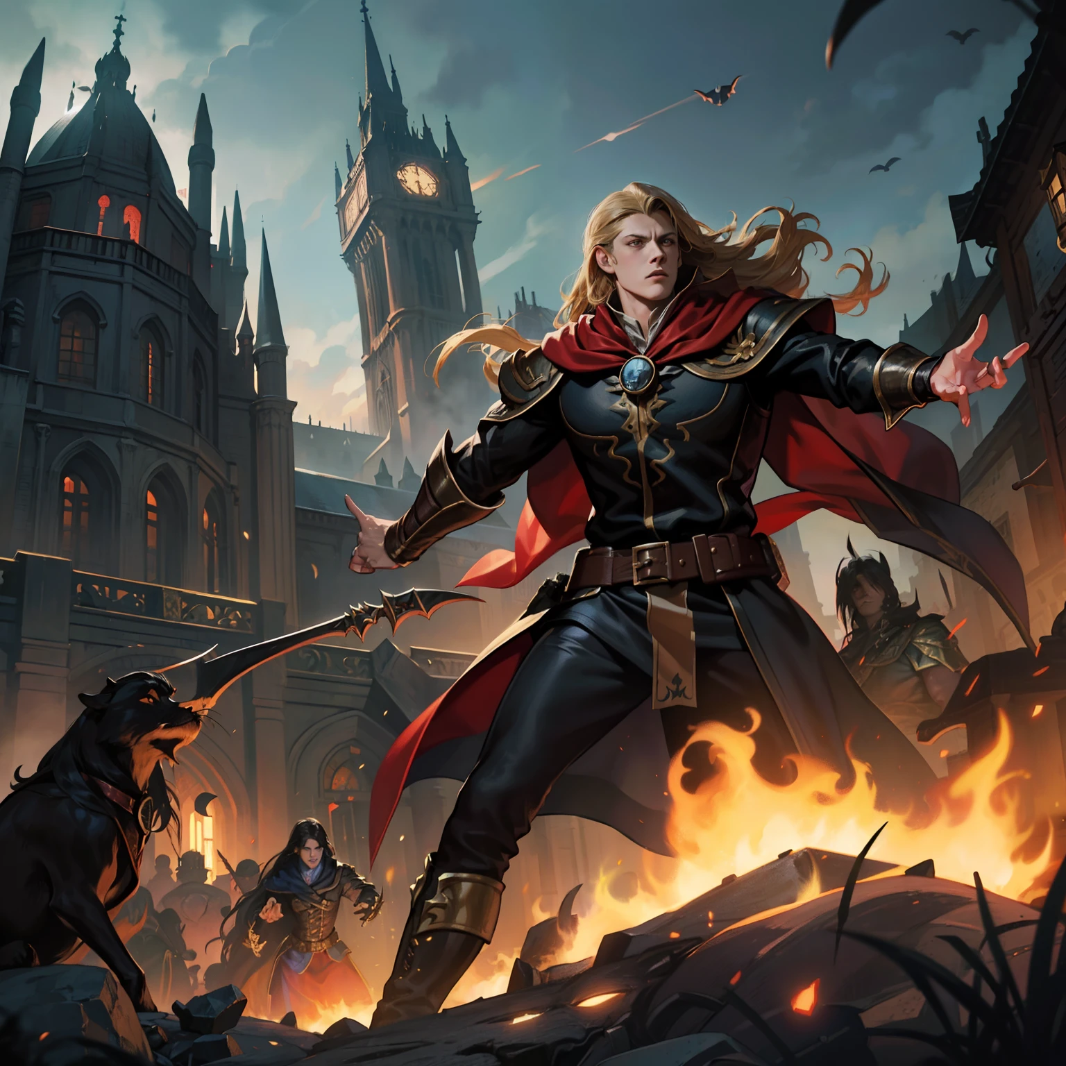Castlevania Lord of the shadows hyper realistic super detailed Dynamic shot scènes of battle scène of War Marvel comics style