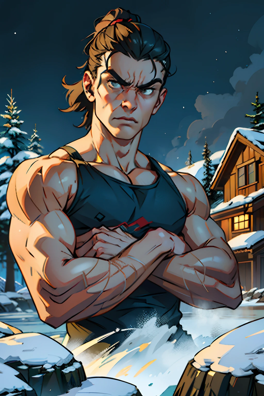 (best quality,4k,8k,highres,masterpiece:1.2),ultra-detailed,(realistic,photorealistic,photo-realistic:1.37),mean angry family,male,female,angry eyes,angry expressions,intense frowns,angry eyebrows,angry hand gestures,arms crossed with anger,fists shaking in rage,wintery pine forest at night,house in the background,eerie light illuminating the scene,mood of anger and animosity,character design
