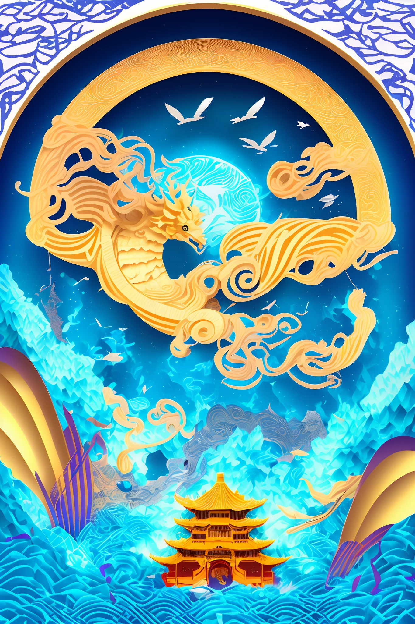 (mdjrny-pprct:1),Chinese architecture,gardens,mountain water,Sea of Clouds,Extremely clear and meticulous details