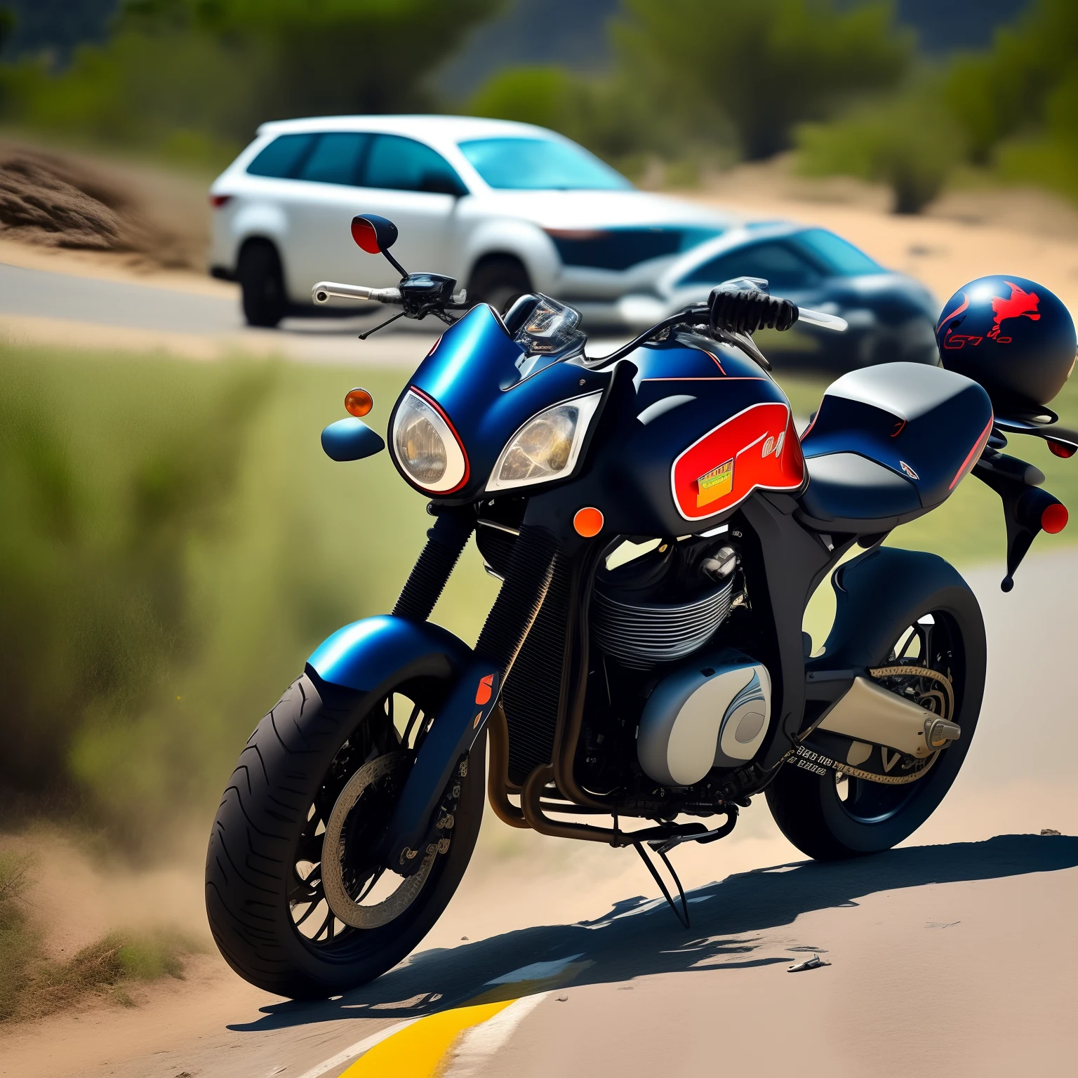 Vaca encima de una moto