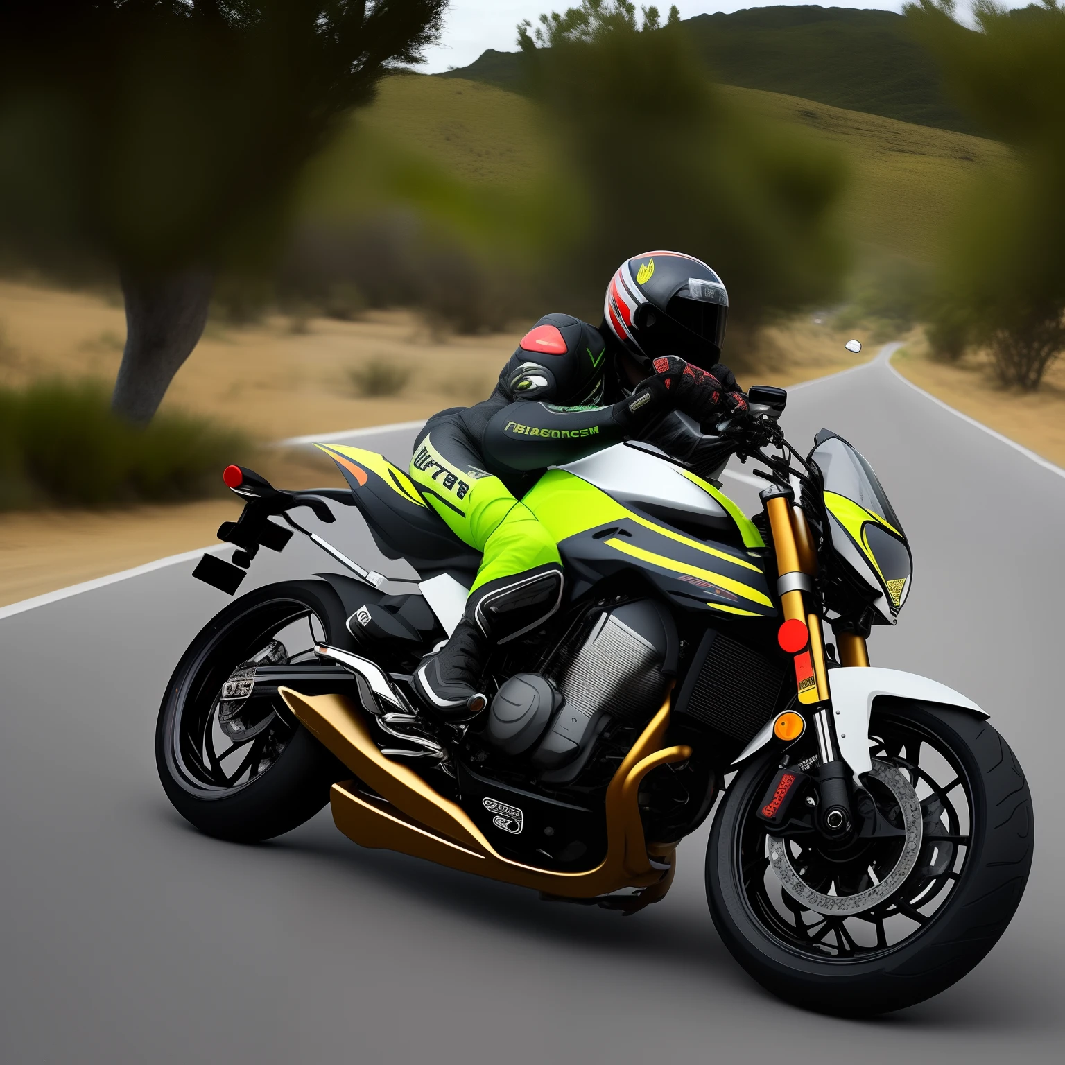 Vaca encima de una moto