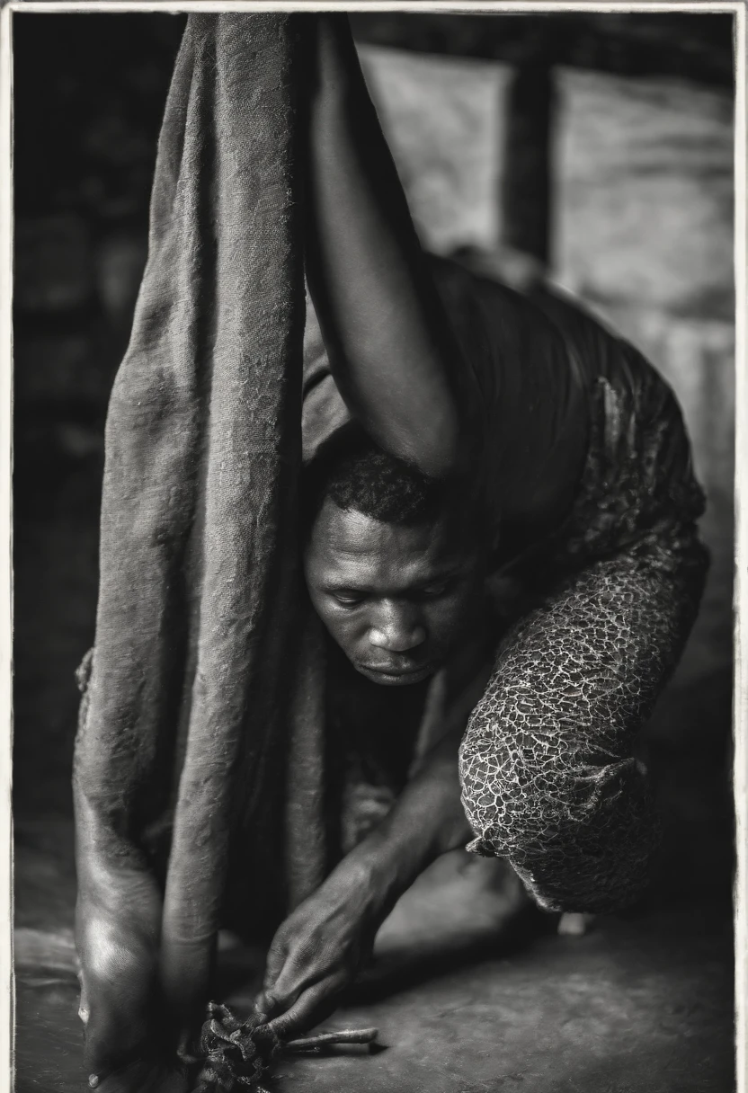 um homem negro, musculoso, pelado, showing your penis