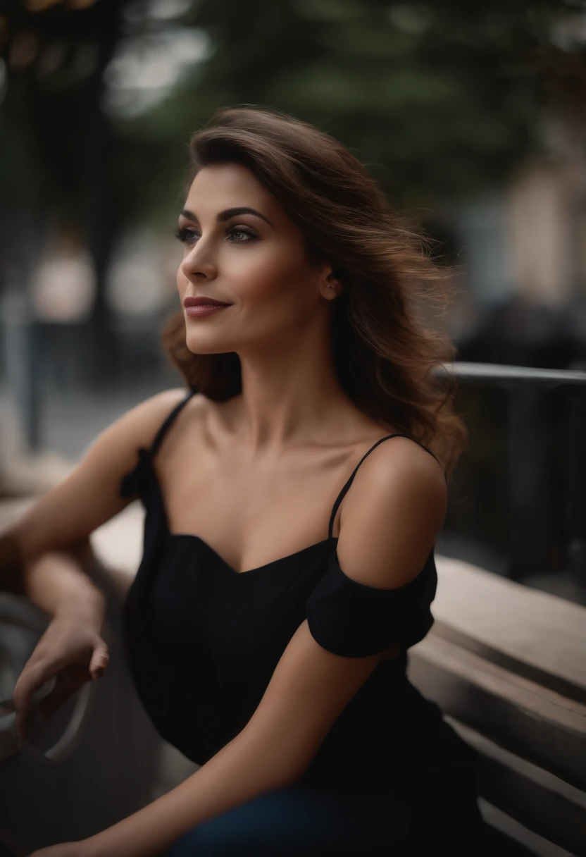 ultra realista, Un primer plano de una mujer con un vestido ????? modelo Amy Lee , pelo corto ?????, Cabello corto ????? corte pixie, con el pelo corto, Olga Buzova, Pelo negro corto, Alina Ivanchenko, corte de pelo corto y oscuro, corte pixie, Corte de pelo Pixie, Julia Gorokhova, cabello corto y oscuro, Obra maestra, (Camisa ajustada con cuello en V y jeans de baja altura), (senos medianos), (cuerpo perfecto), (Pelo negro corto), afuera, (textura de la piel:1.1), La mejor calidad, ultra-high-resolution, Foto RAW, Nikon D850, Luz de fondo, Luz de llanta, luz solar brillante, Film grain:1.2,