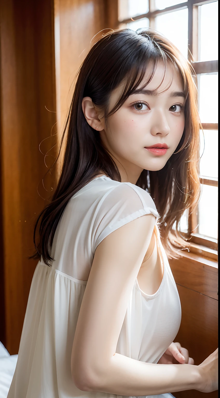 (natta:1.7), east asian architecture, 1female,Sitting on tatami mats, （cheongsam）, brunette color hair，（hair between eyes）, Pull back, lip flap,  20yr old,Beautiful fingers,Beautiful long legs,Beauty body，pretty nose，Beautiful character design，perfect  eyes，s the perfect face，looking at viewert，（Innocent_Big_Eyes：1.0），（Light_Smile：0.3），offcial art，Very detailed CG unity 8K wallpaper，Perfect litthing，Extremely colorful，Bright_Front_face_lighting，（tmasterpiece:1.0),(Best_quality:1.0), 超A high resolution,4K,ultra - detailed, photography of, 8K, hdr, A high resolution, absurderes:1.2, Kodak Portra 400, filmgrain, The background is blurred out, Bokeh:1.2, lens flare glow, ( vibrant_Color:1.2) (Beautiful,Large_Breasts:1.4), (Beautiful_face:1.5),(Narrow_waistup),8k,RAW photo, see-through clothes,