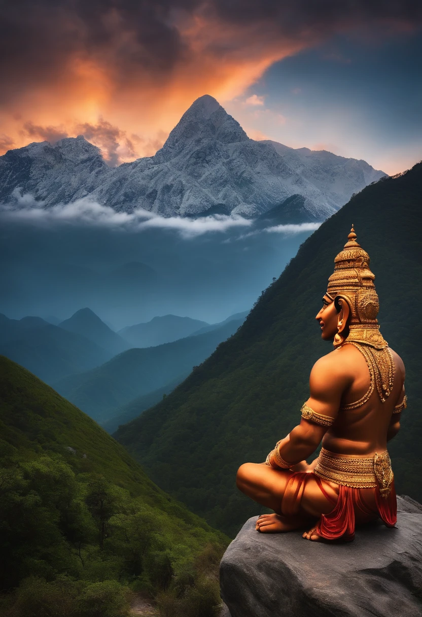 Lord hanuman ji photo back ground mountains